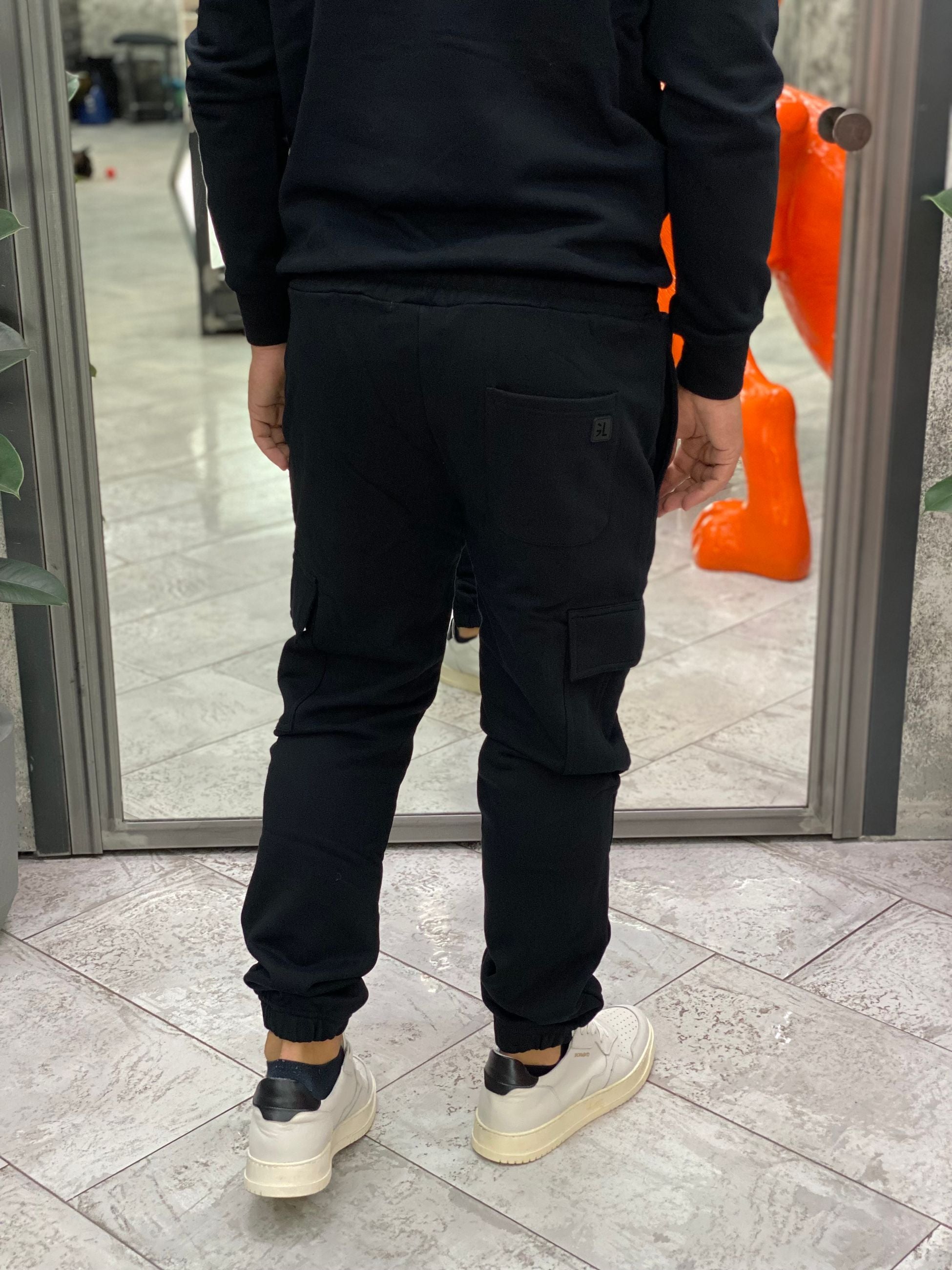 PANTALONE TUTA CARGO CON ELASTICO IN VITA E AL FONDO - REGULAR FIT GL2278F.NER