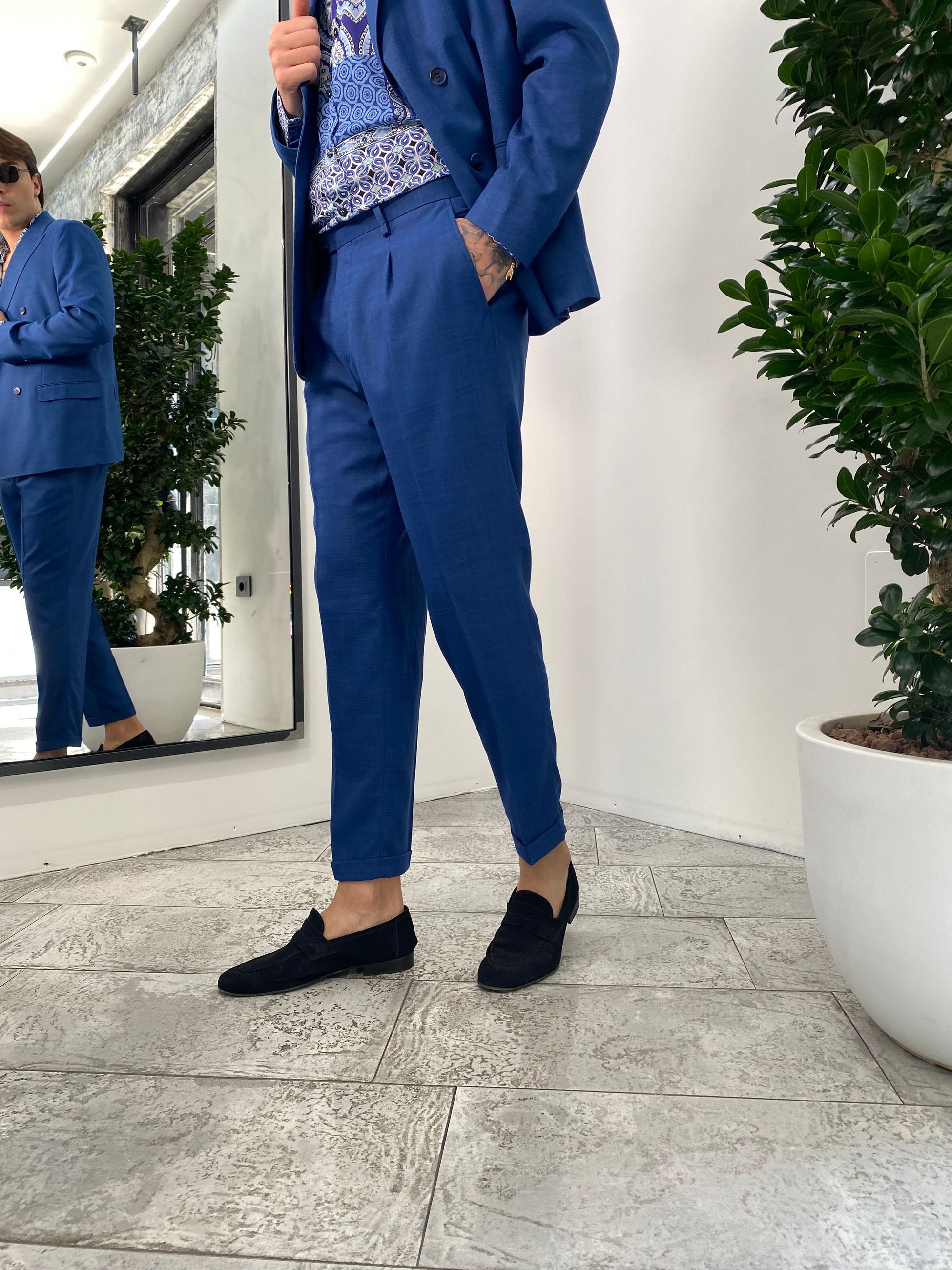 ABITO COMPLETO GIACCA DOPPIOPETTO E PANTALONE IN TESSUTO EFFETTO FIAMMATO - REGULR FIT ABE45SS.ROY