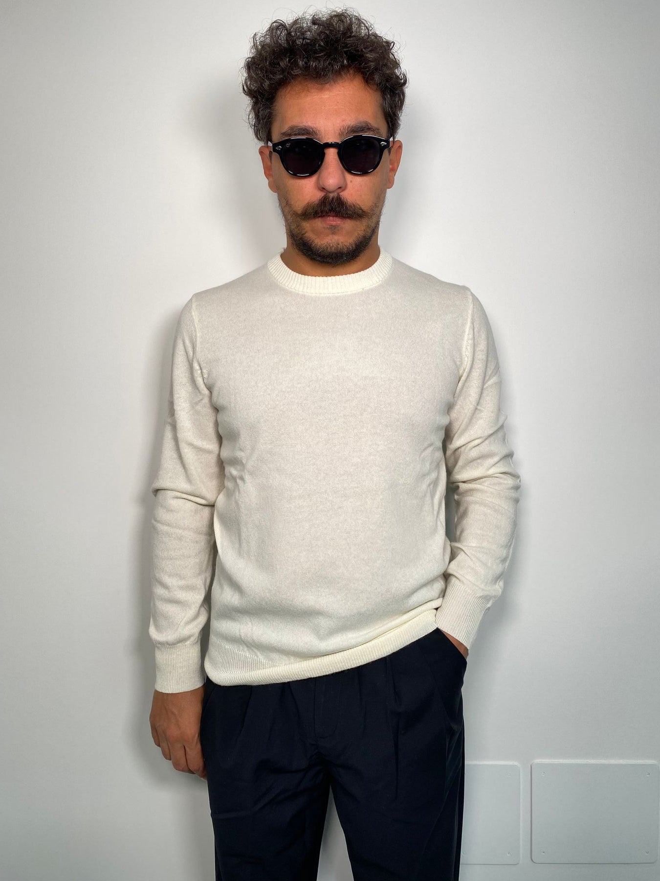MAGLIA GIROCOLLO BASIC IN MISTO CACHEMIRE - REGULAR FIT