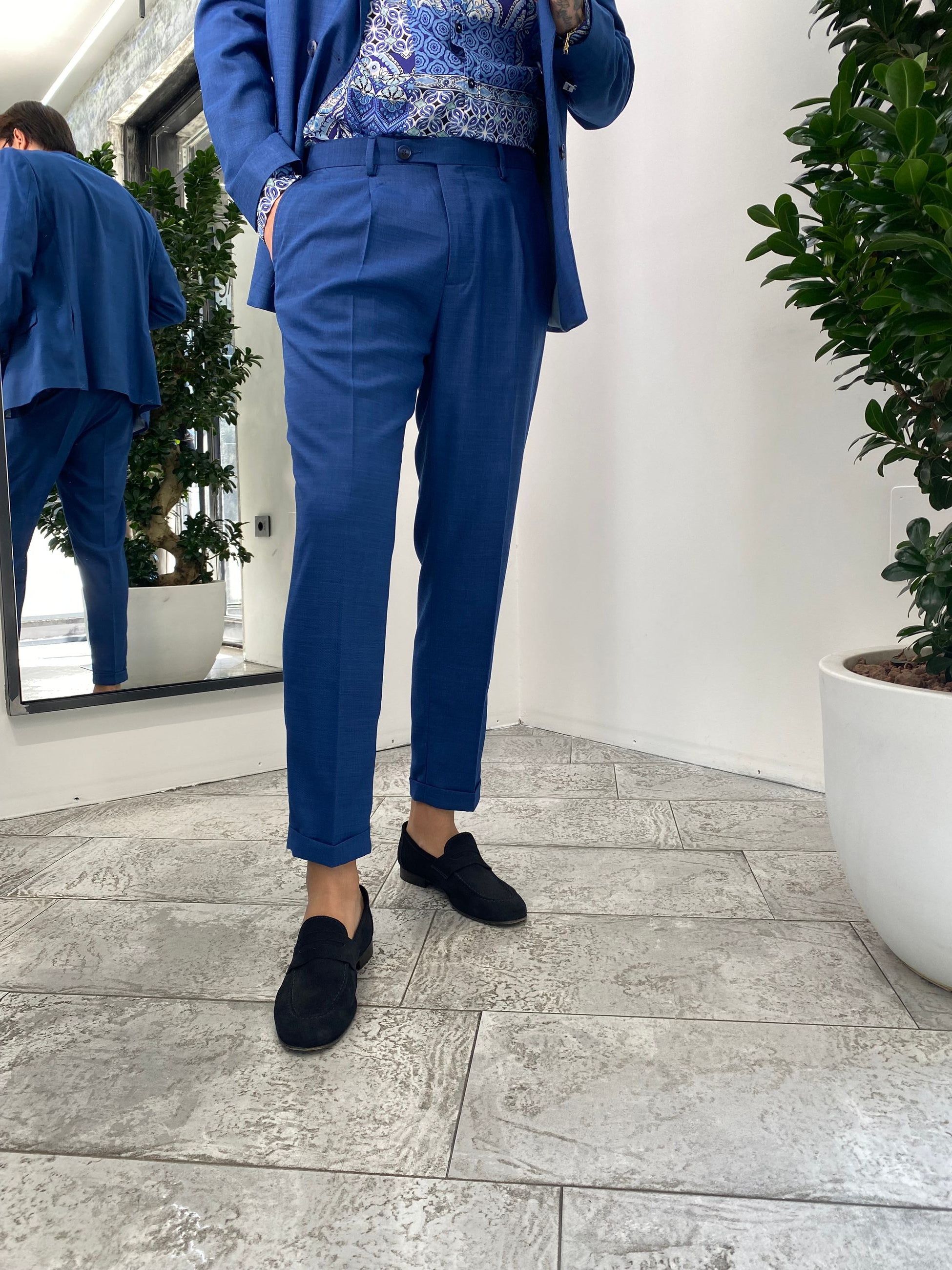 ABITO COMPLETO GIACCA DOPPIOPETTO E PANTALONE IN TESSUTO EFFETTO FIAMMATO - REGULR FIT ABE45SS.ROY