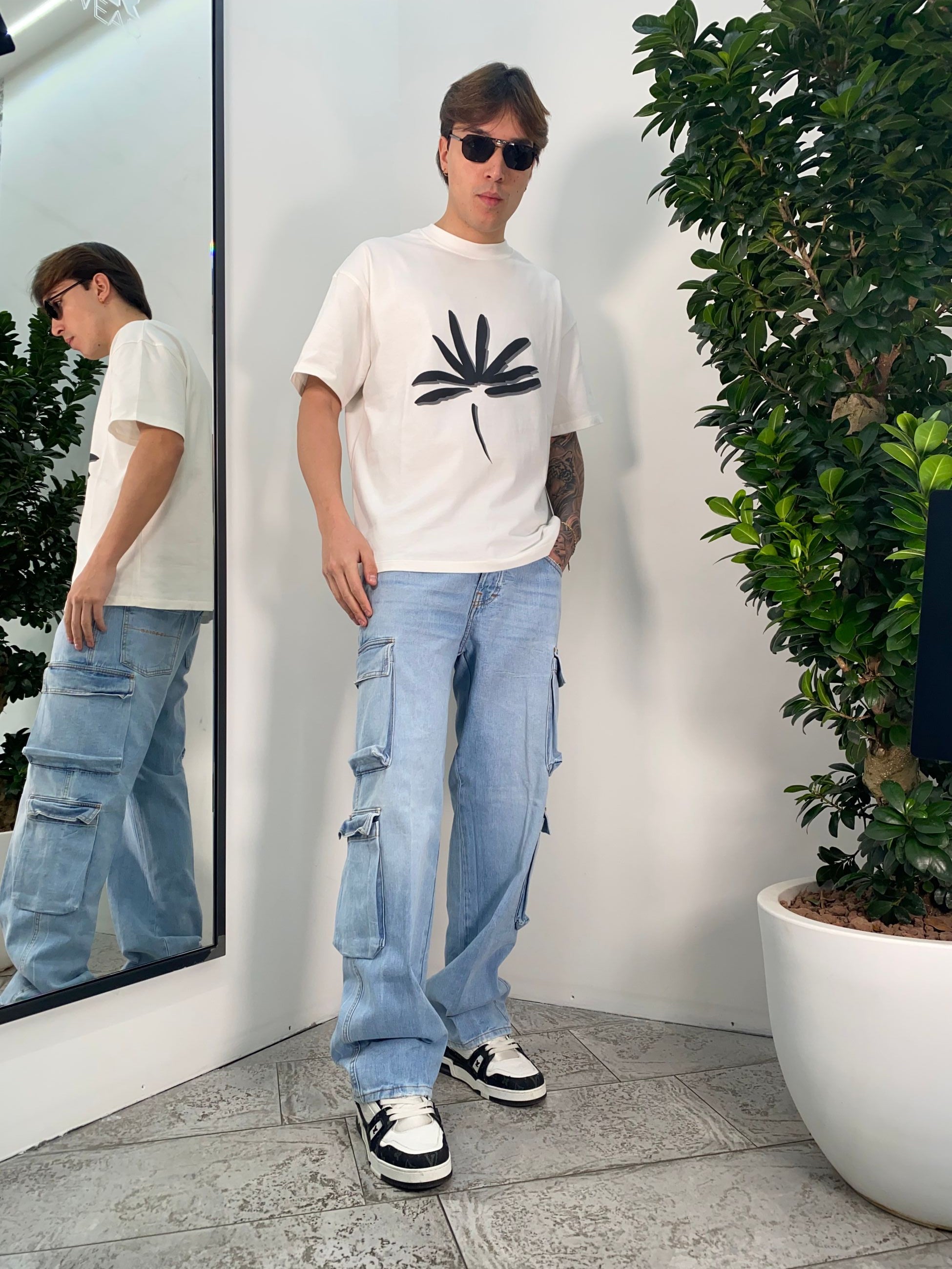 T-SHIRT OVERSIZE CON STAMPA IN 100% COTONE TS3325.BIA