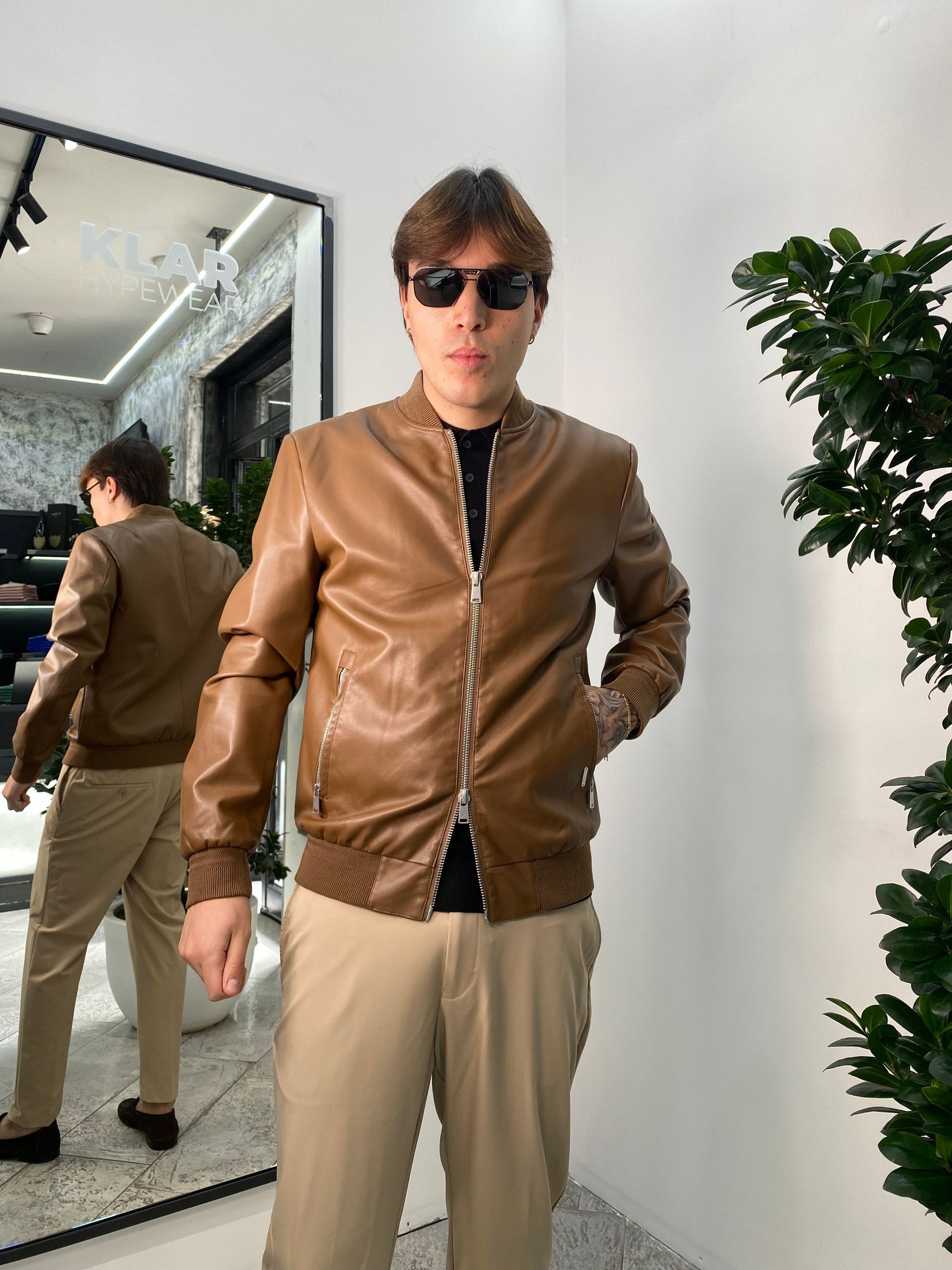 GIUBBINO COLLEGE IN ECOPELLE CON ELASTICO AL FONDO - REGULAR FIT GL9731-S25.TAB