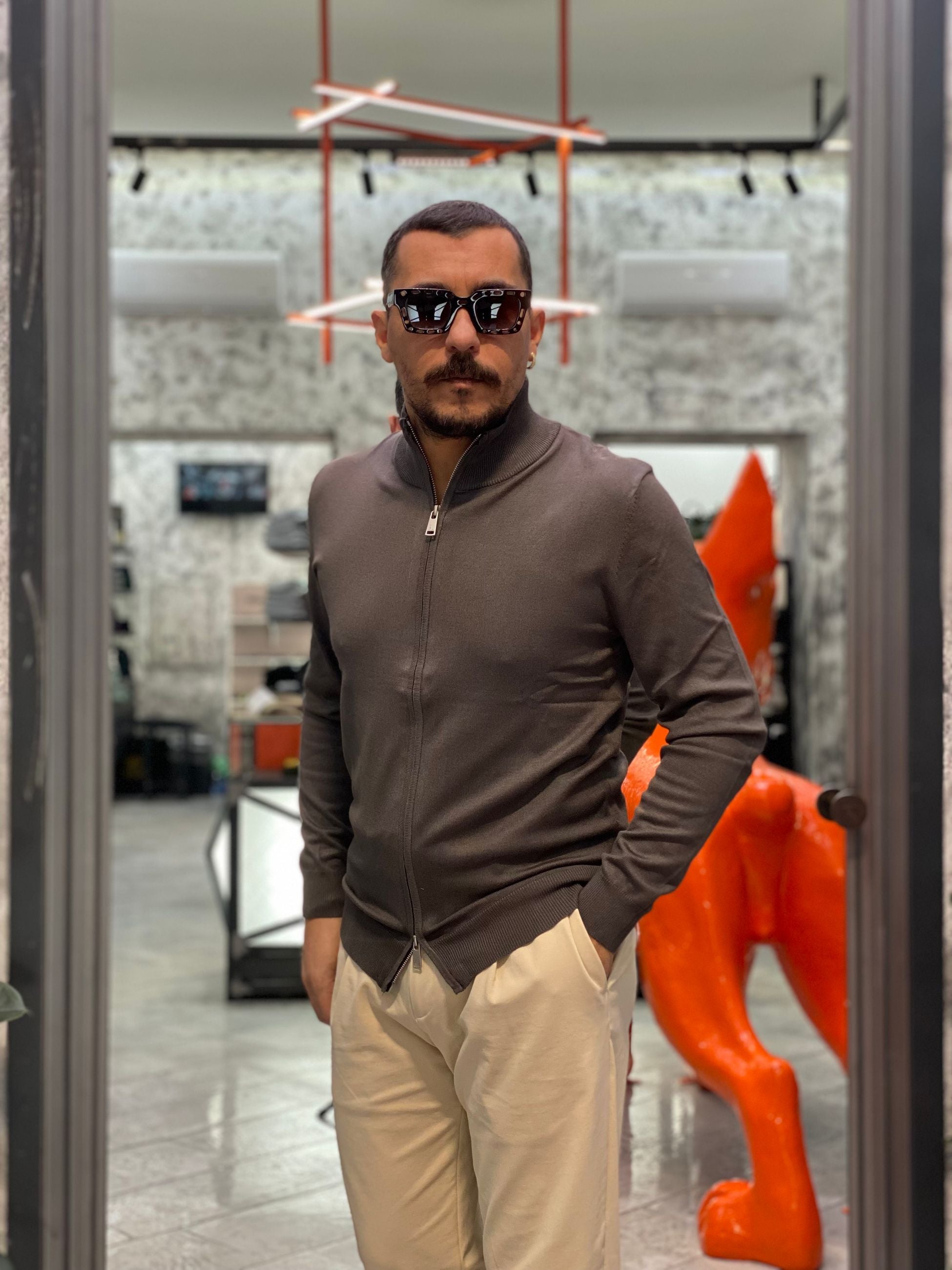 MAGLIA ZIP APERTA IN MORBIDA VISCOSA - REGULAR FIT GL35138GZ-F25.VMIL