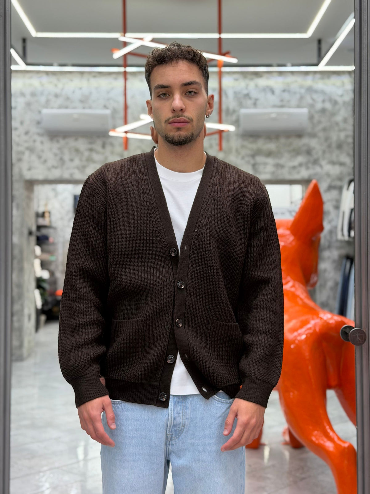 CARDIGAN IN MISTO LANA FINEZZA 10 COSTA INGLESE CON TASCHE A TOPPA - REGULAR FIT MK2900051.MOR