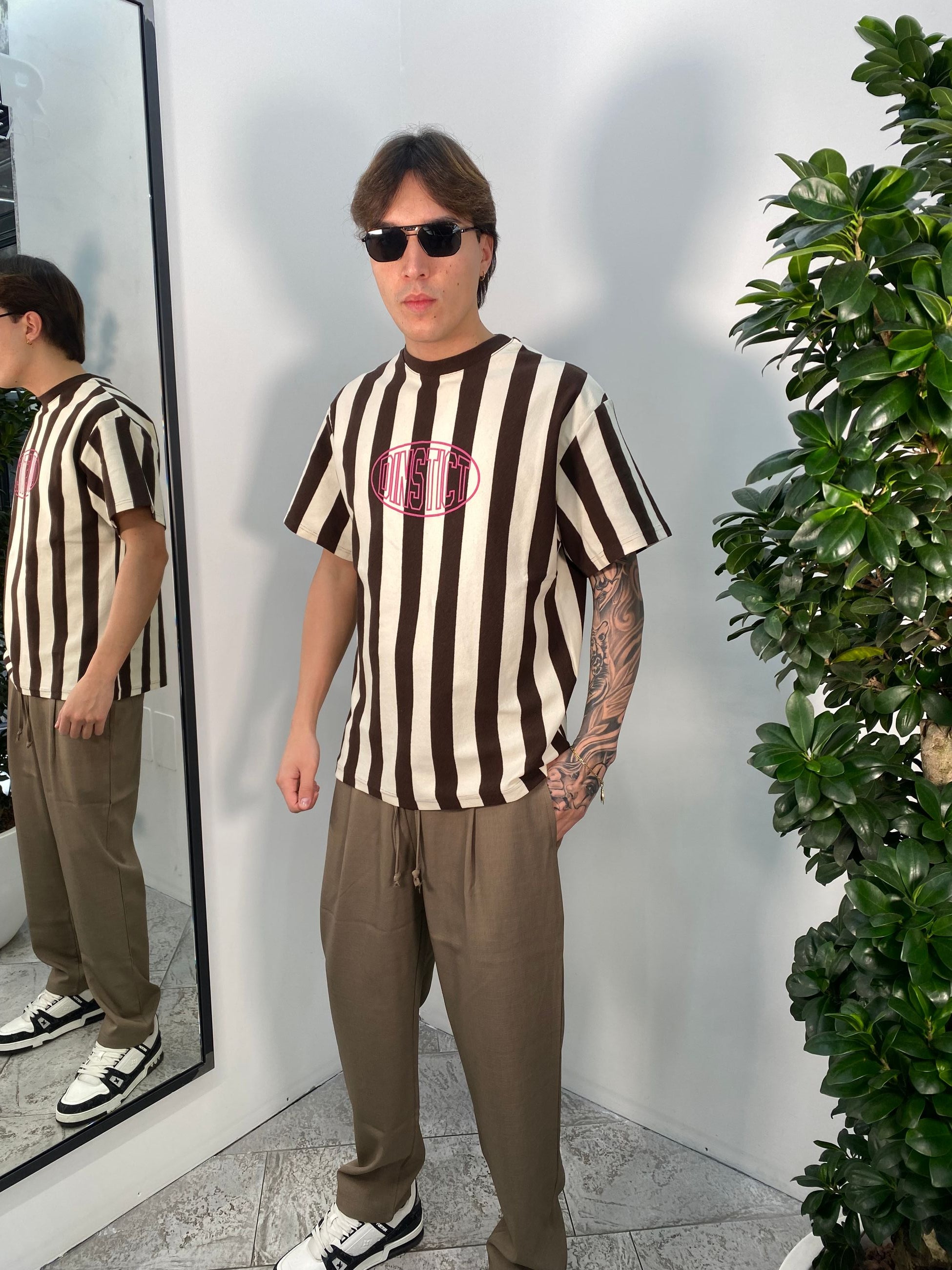 T-SHIRT A RIGHE IN JERSEY PREMIUM CON NUMERO SUL RETRO - OVERSIZE FIT ZM200.PAMO