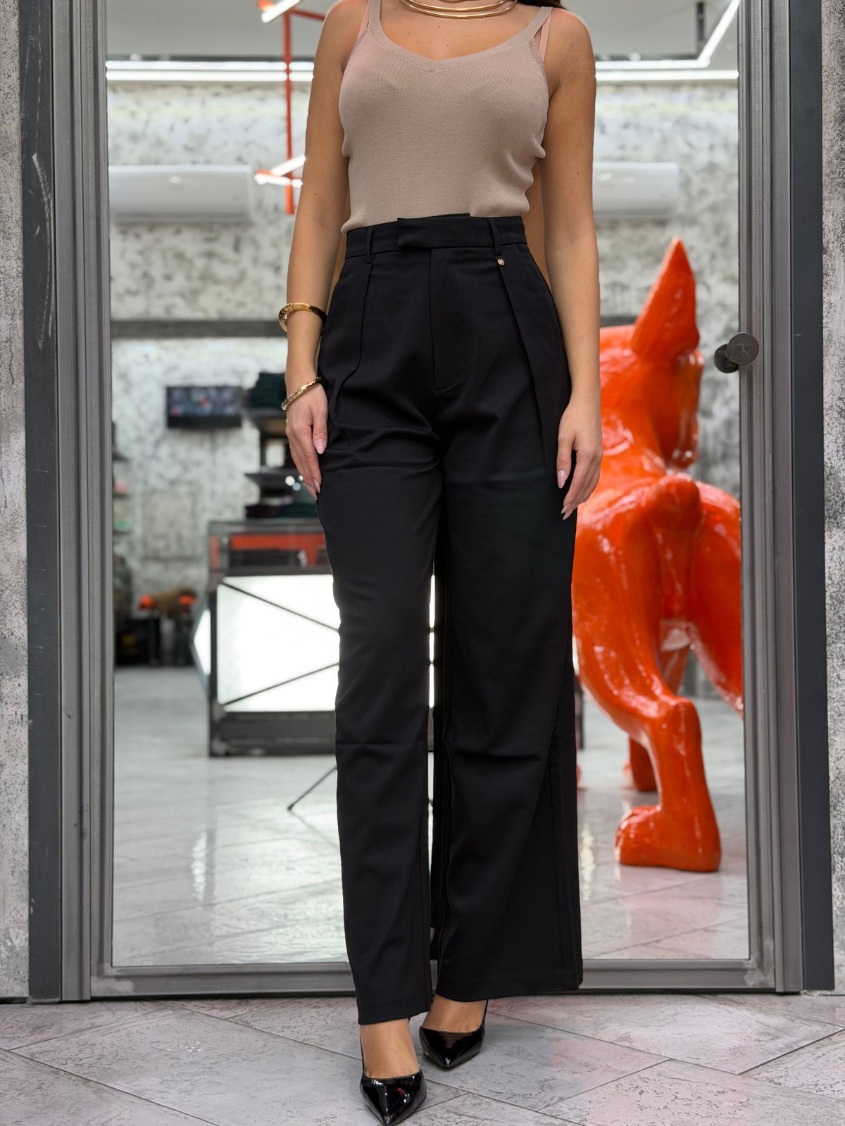 PANTALONE DA TAILLEUR TASCA AMERICA CON PINCE - WIDE LEG GLD7041PA.NER
