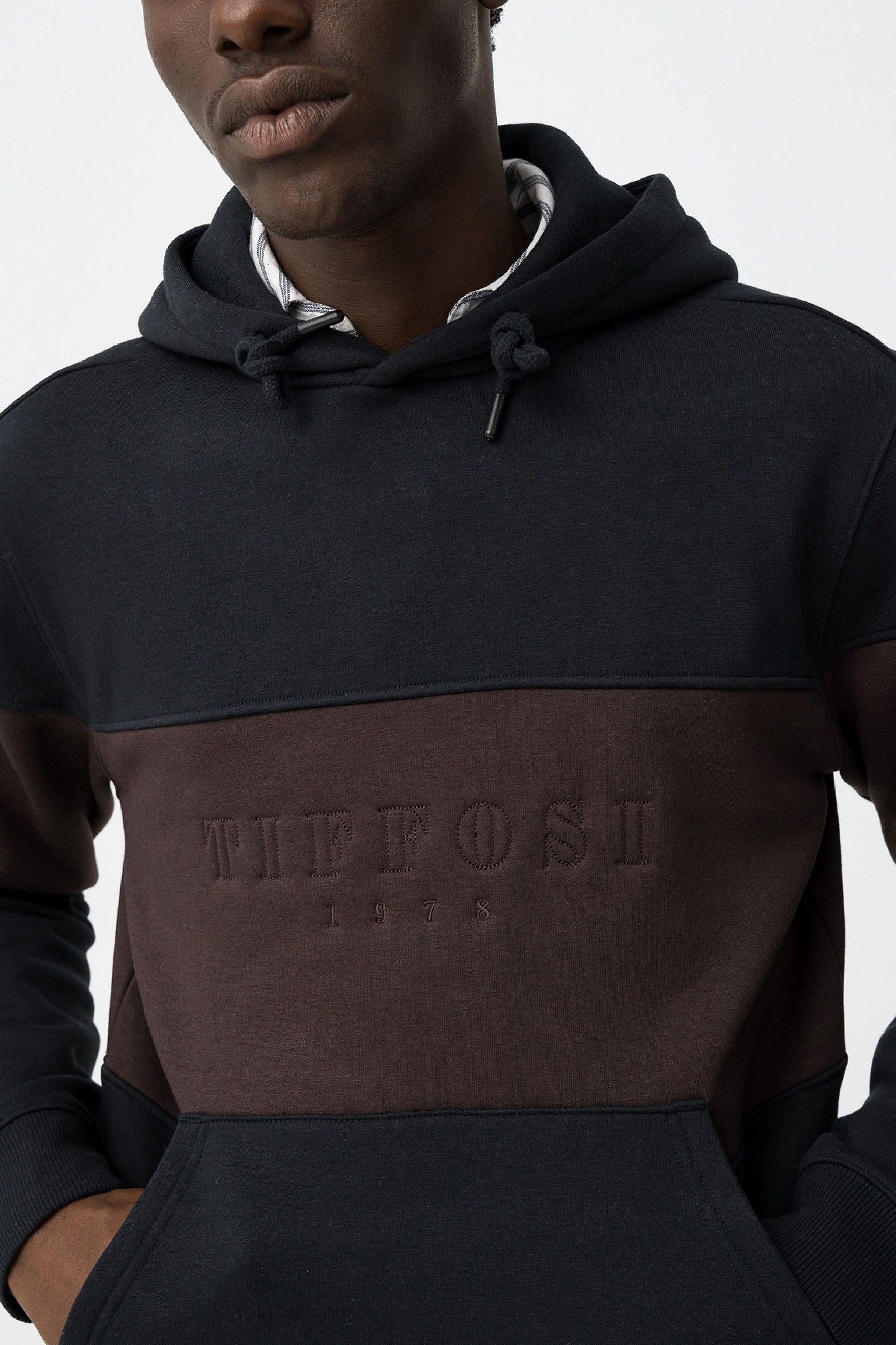 FELPA DASH CON CAPPUCCIO A RIGHE ORIZZONTALI CON LOGO TONO SU TONO - COMFORT FIT 10061824.BLU