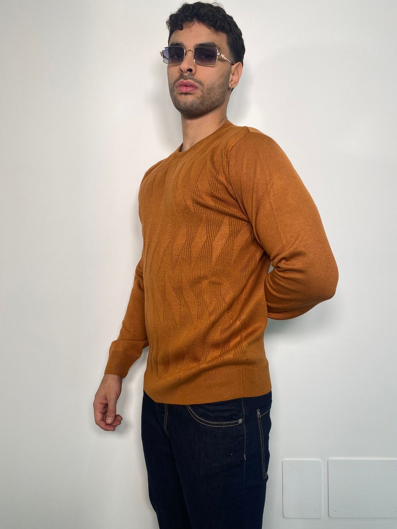 MAGLIA GIROCOLLO BASIC IN MISTO VISCOSA CON TRAMA - REGULAR FIT
