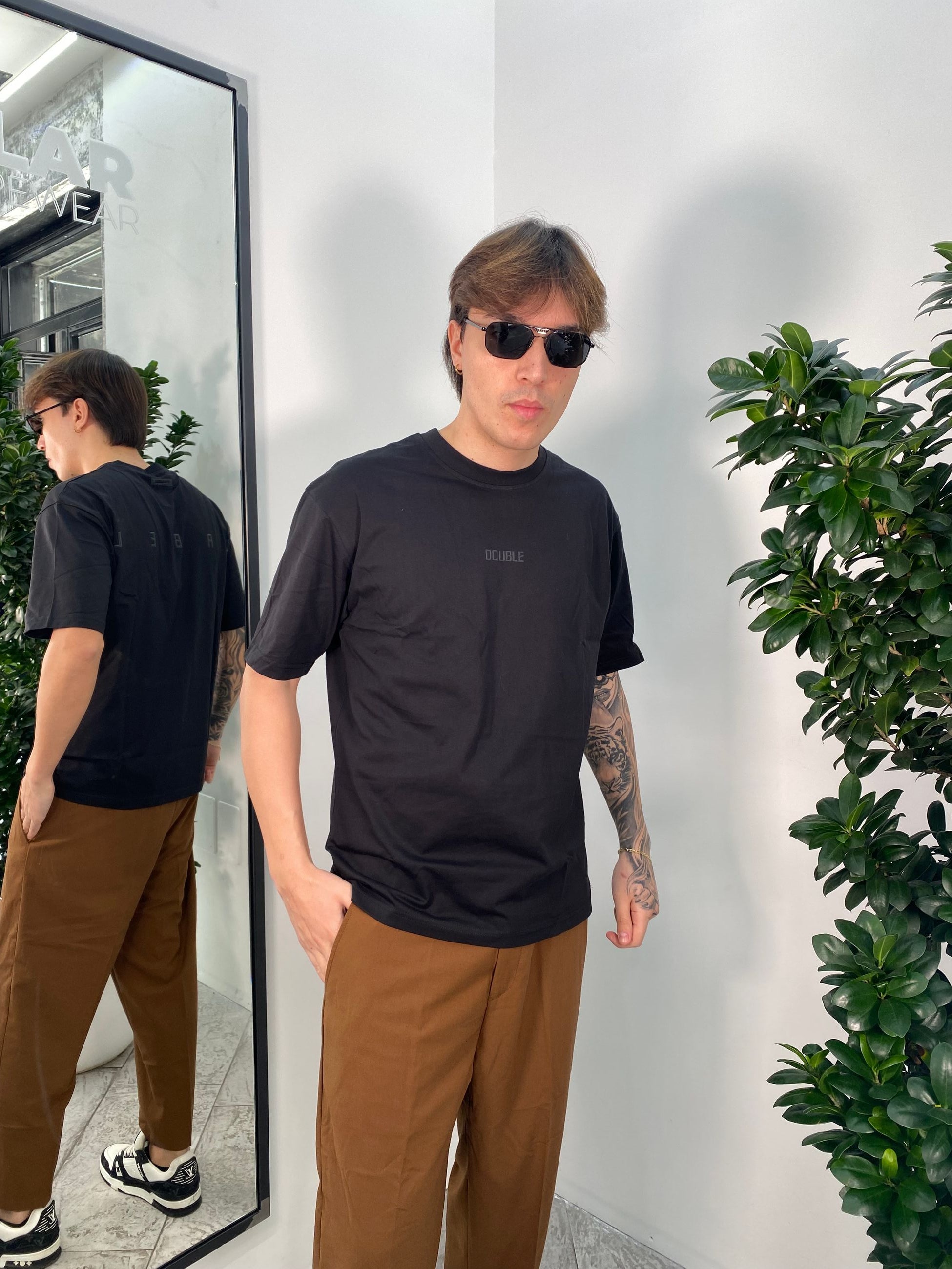 T-SHIRT IN 100% COTONE PREMIUM CON LOGO DOUBLE - SEMI OVER FIT GLW2274F.NER