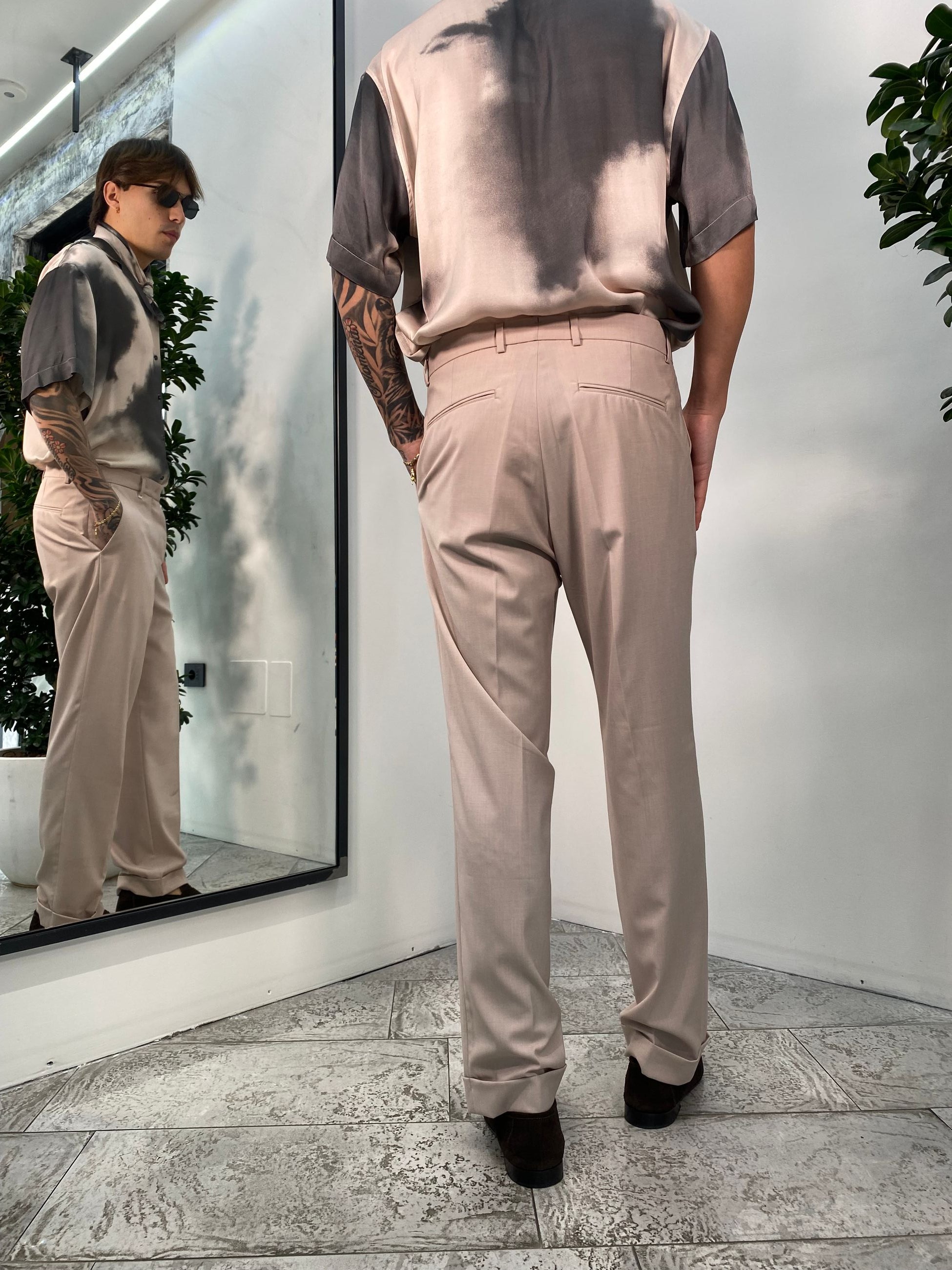 PANTALONE DA ABITO CON RISVOLTO E FONDO SEMI AMPIO - REGULAR FIT PA3260.CIP