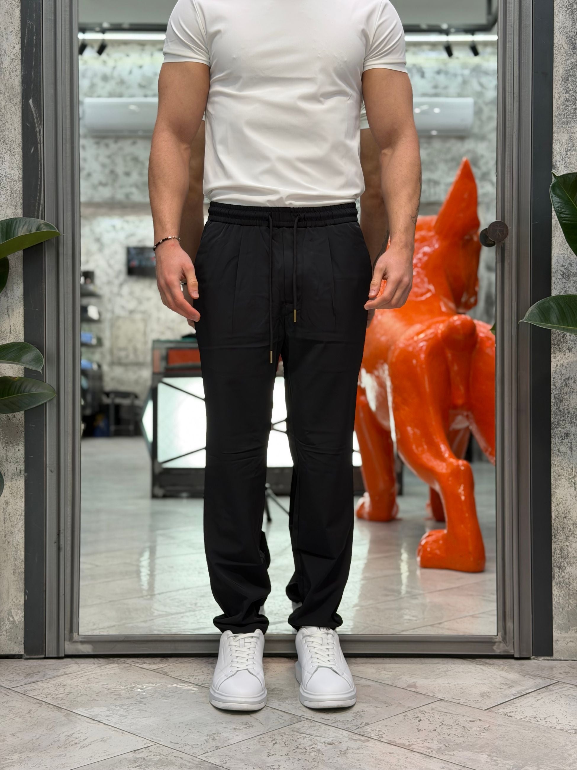 PANTALACCIO IN LEGGERO TESSUTO TECNICO ELASTICIZZATO NO STIRO - COMFORT FIT GL3010TR-S26.NER