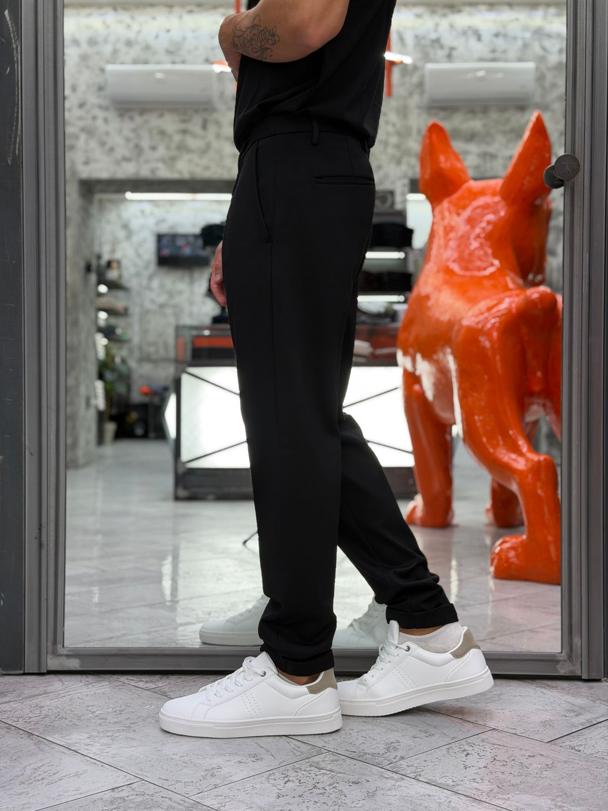 PANTALONE CROPPED IN TESSUTO PUNTO MILANO ELASTICIZZATO - REGULAR FIT MK9950112.NER