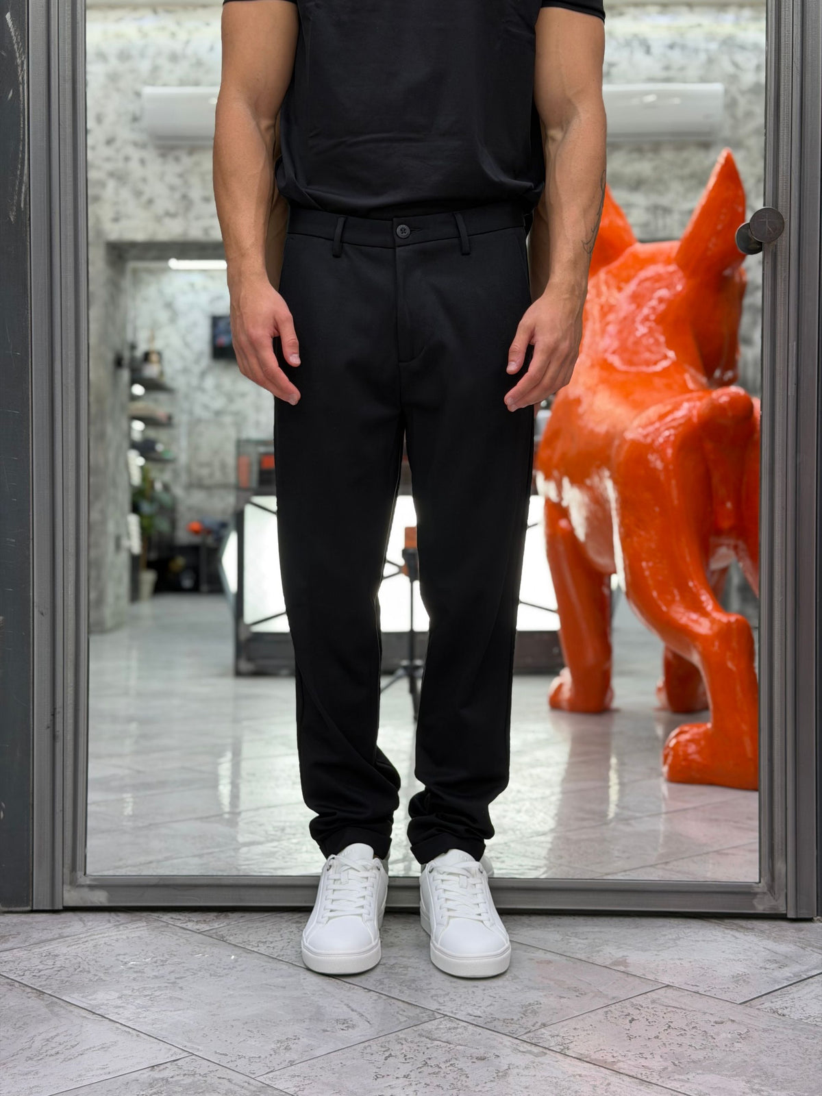 PANTALONE CROPPED IN TESSUTO PUNTO MILANO ELASTICIZZATO - REGULAR FIT MK9950112.NER