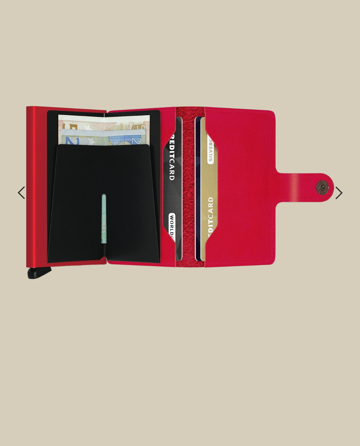 MINIWALLET PORTA CARTE E BANCONOTE IN MORBIDA PELLE LISCIA E LUCIDA CON CUCITURE IN CONTRASTO M-RED-RED