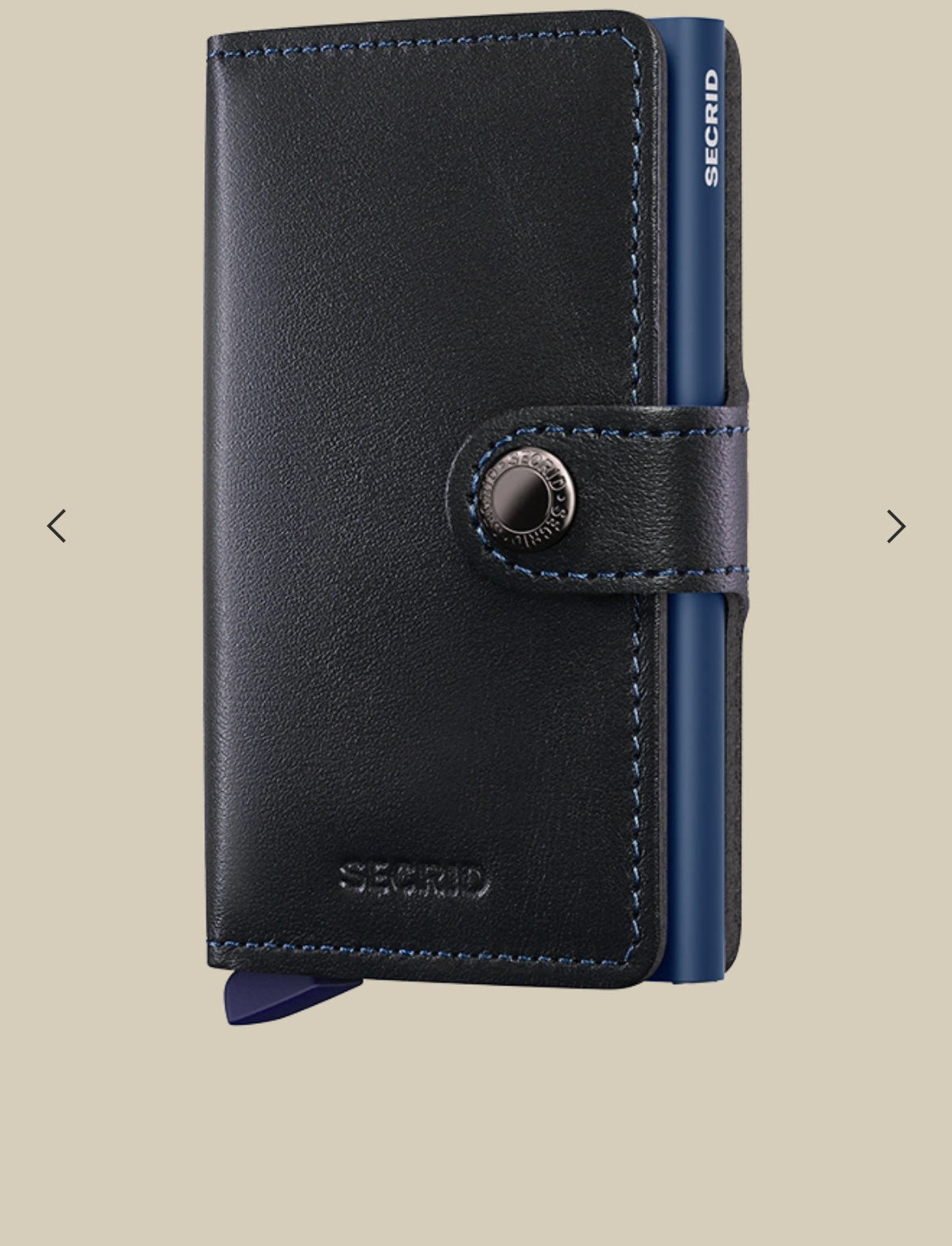 MINIWALLET PORTA CARTE E BANCONOTE IN MORBIDA PELLE LISCIA E LUCIDA CON CUCITURE IN CONTRASTO M-BLACK-NAVY