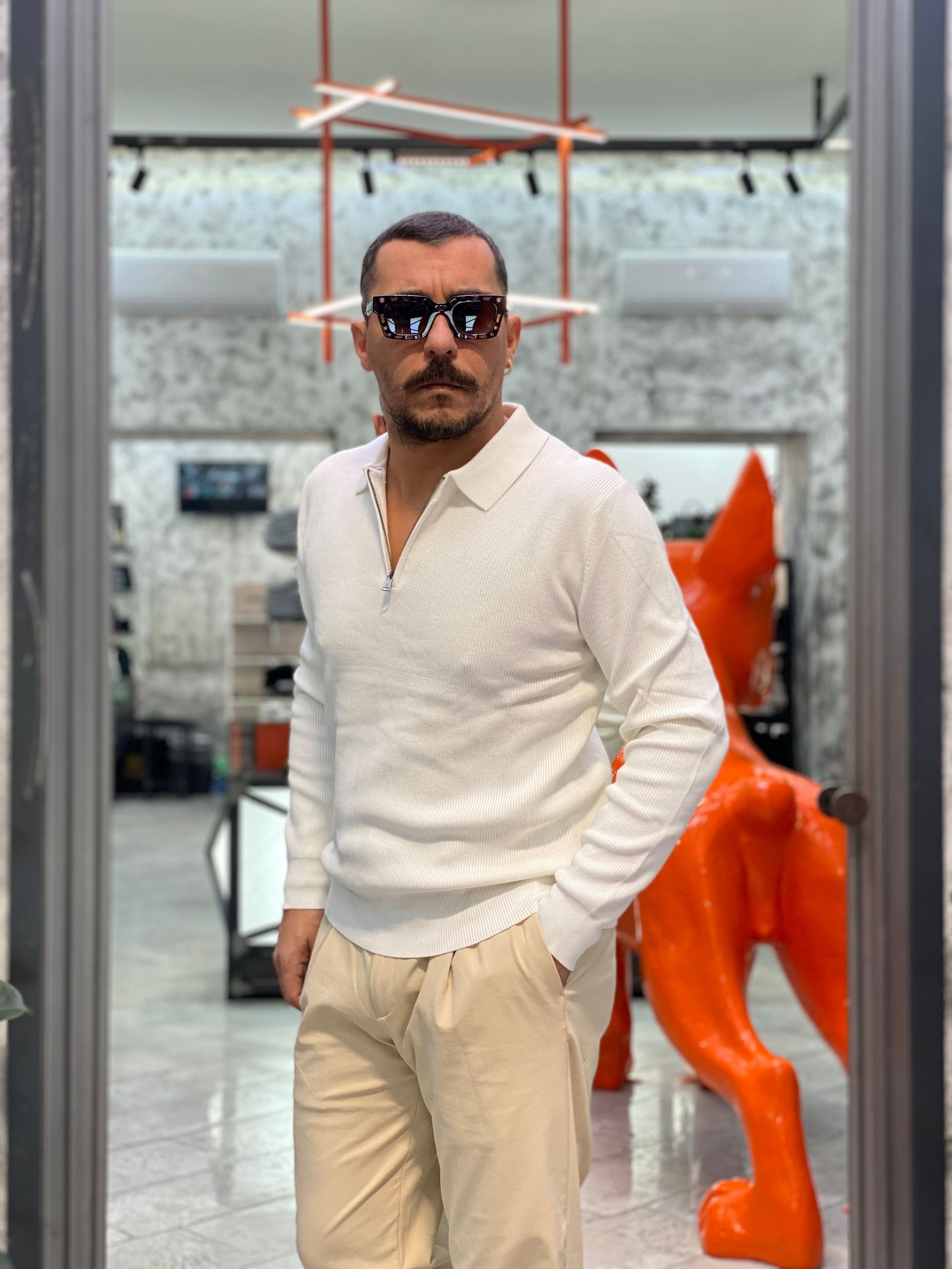 POLO MEZZA ZIP A COSTA INGLESE IN MISTO VISCOSA - REGULAR FIT GL35133GZ.PAN
