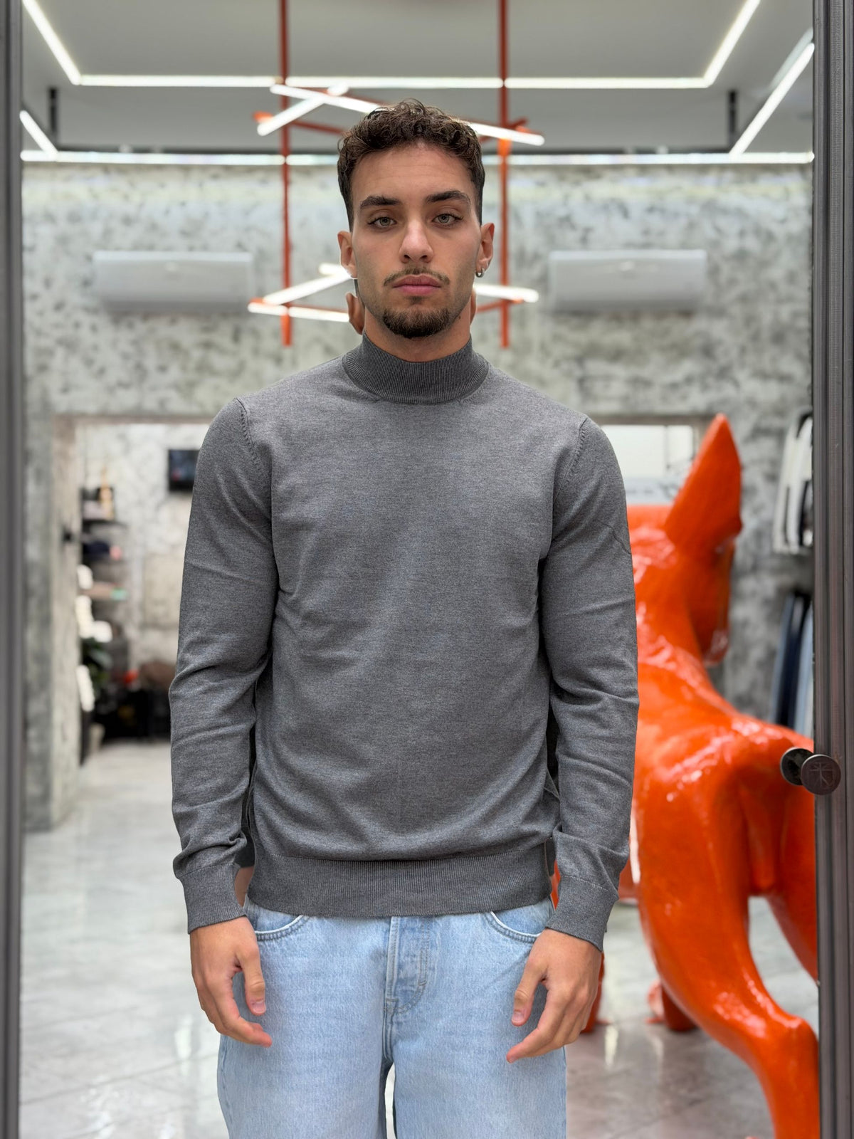 MAGLIA LUPETTO FINEZZA 12 IN MORBIDA VISCOSA - SLIM FIT MK20012-26.GRI