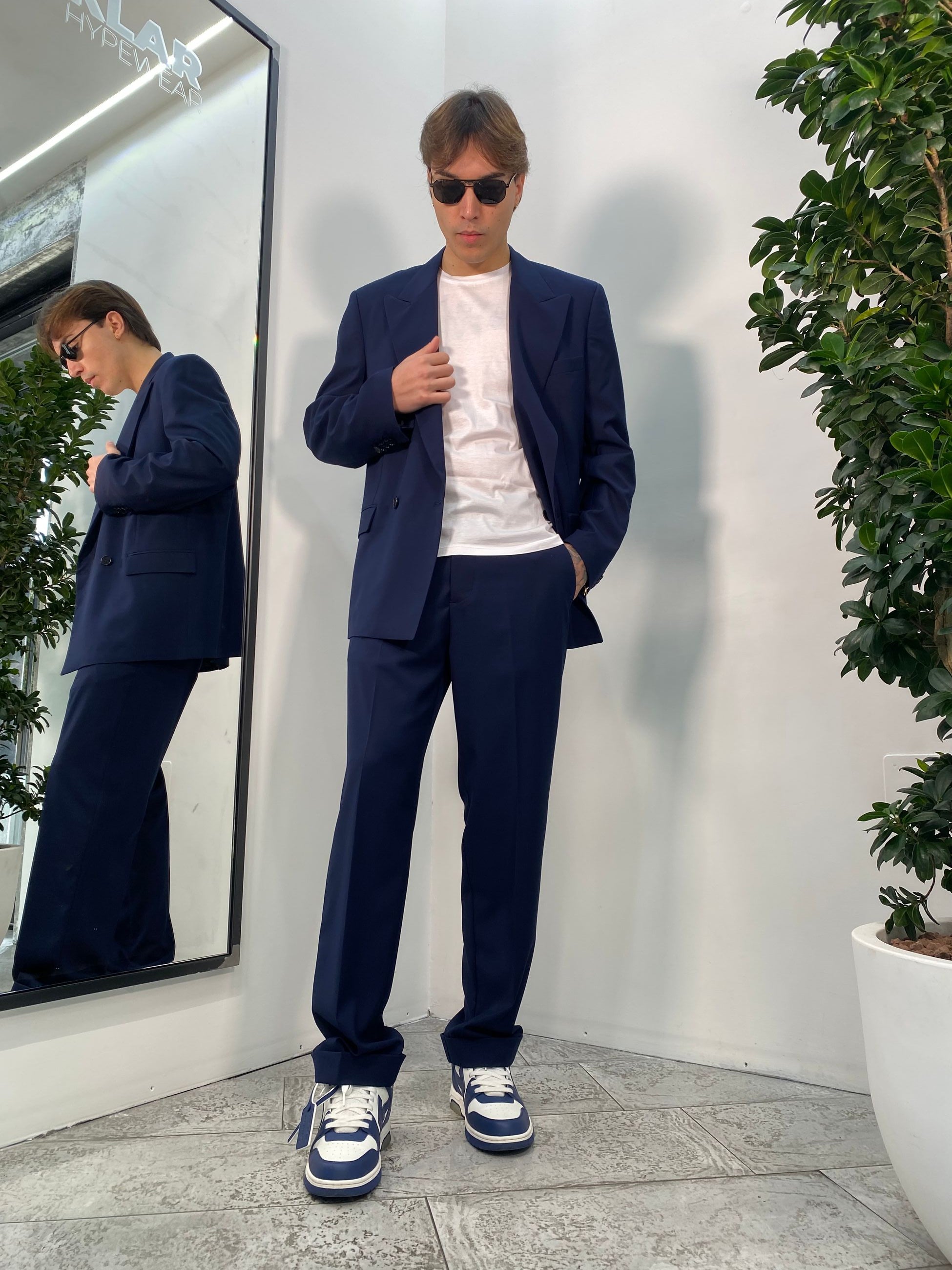 PANTALONE DA ABITO CON RISVOLTO E FONDO SEMI AMPIO - REGULAR FIT PA3260.BLU