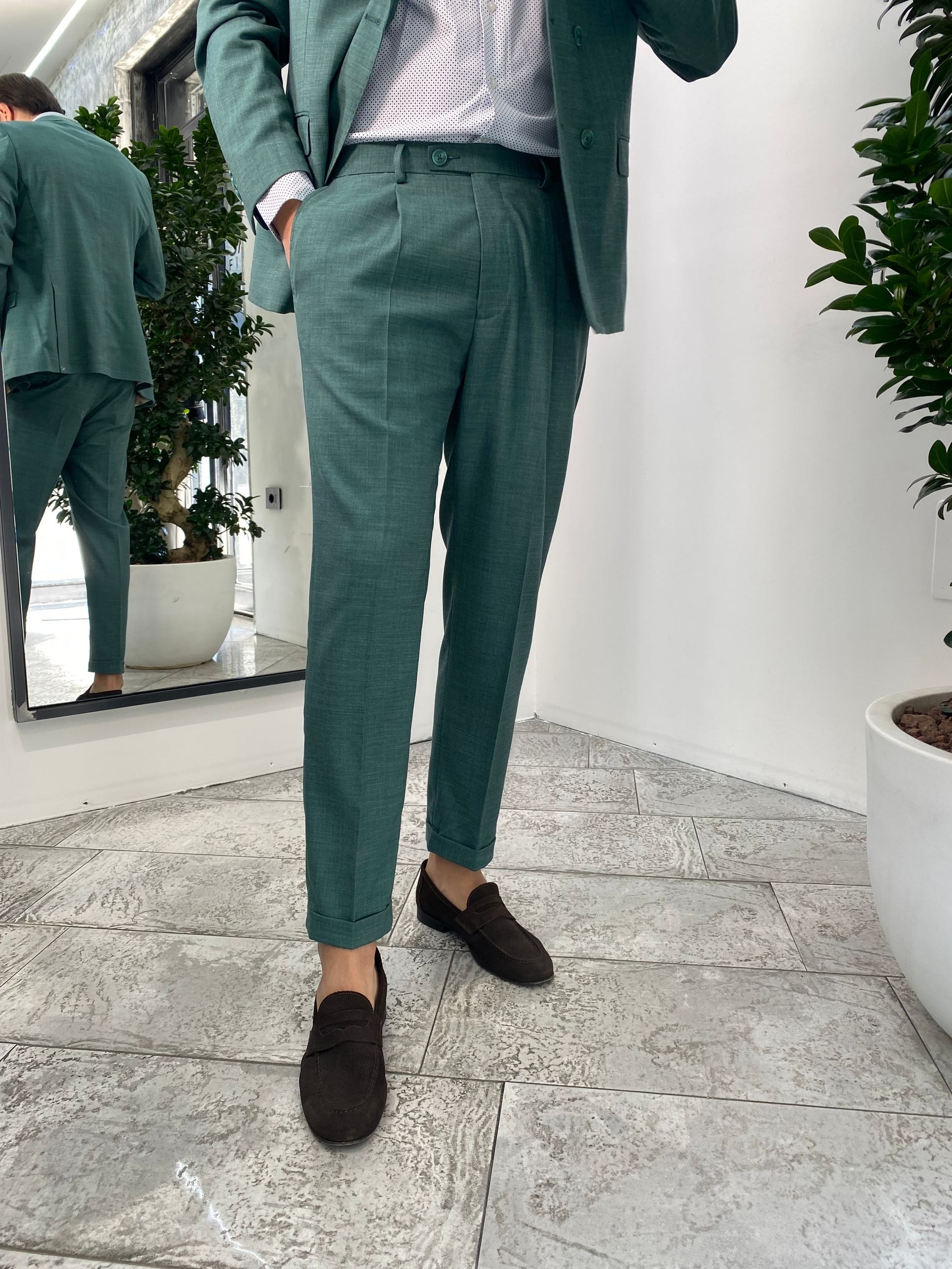 ABITO COMPLETO GIACCA DOPPIOPETTO E PANTALONE IN TESSUTO EFFETTO FIAMMATO - REGULR FIT ABE45SS.VER