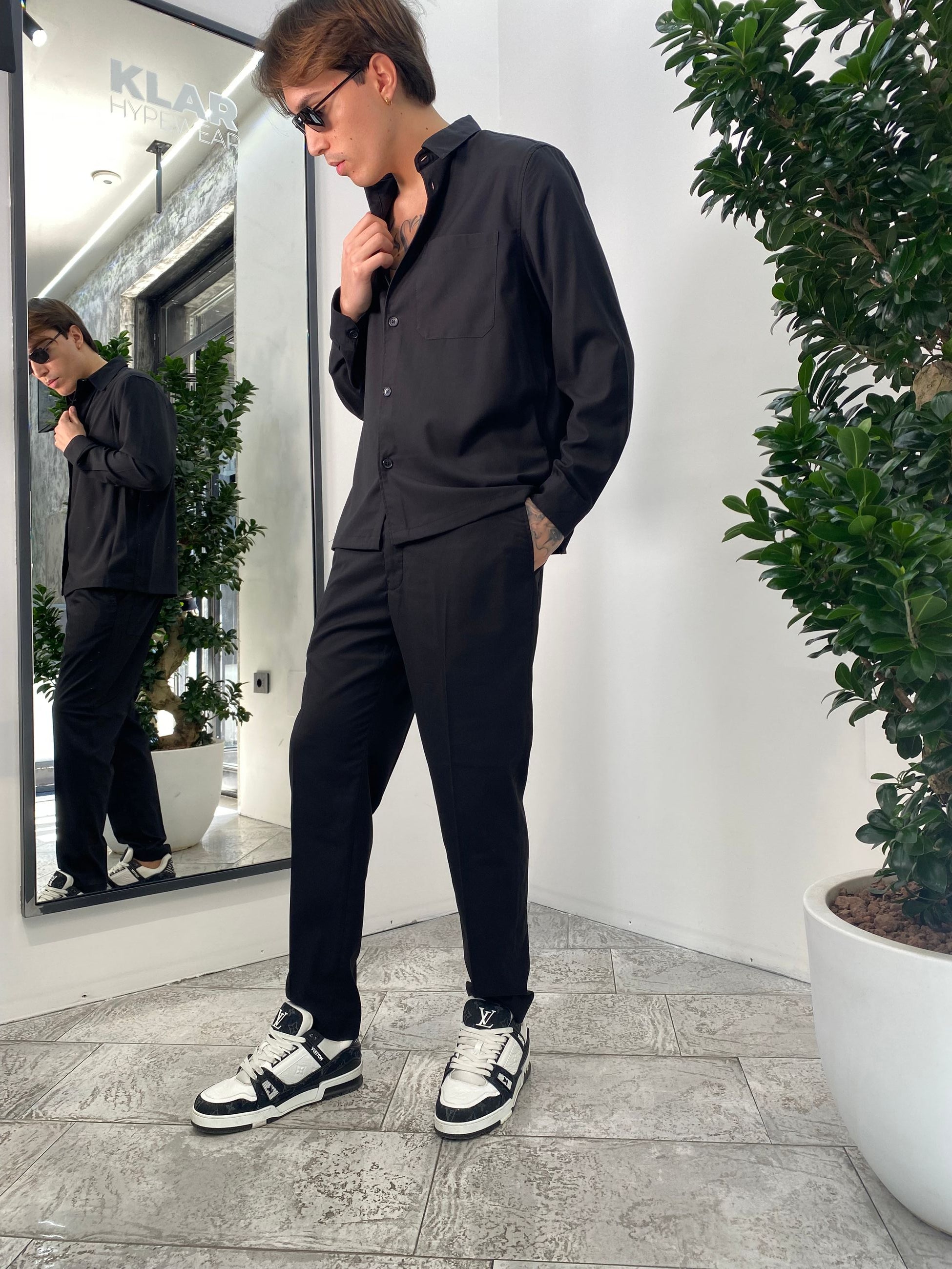 PANTALONE DA COORDINATO IN TESSUTO ELEGANTE CON COULISSE IN VITA - RELAXED FIT PSE1396SS.NER