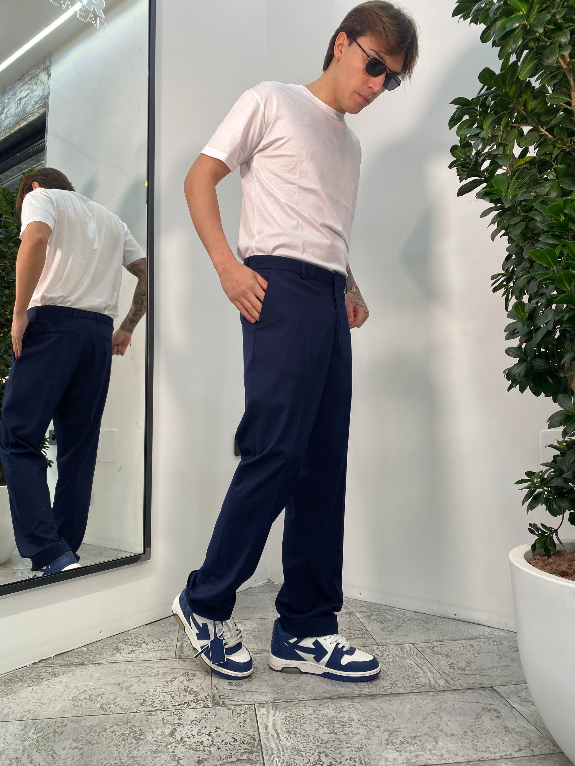 PANTALONE DA ABITO CON RISVOLTO E FONDO SEMI AMPIO - REGULAR FIT PA3260.BLU