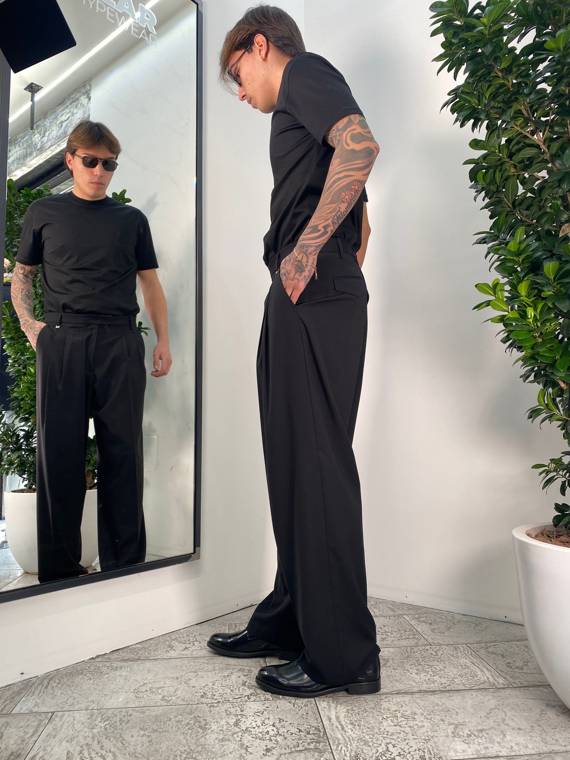 PANTALONE DA COORDINATO FONDO AMPIO CON DOPPIA PINCE - RELAXED FIT PA3261.NER