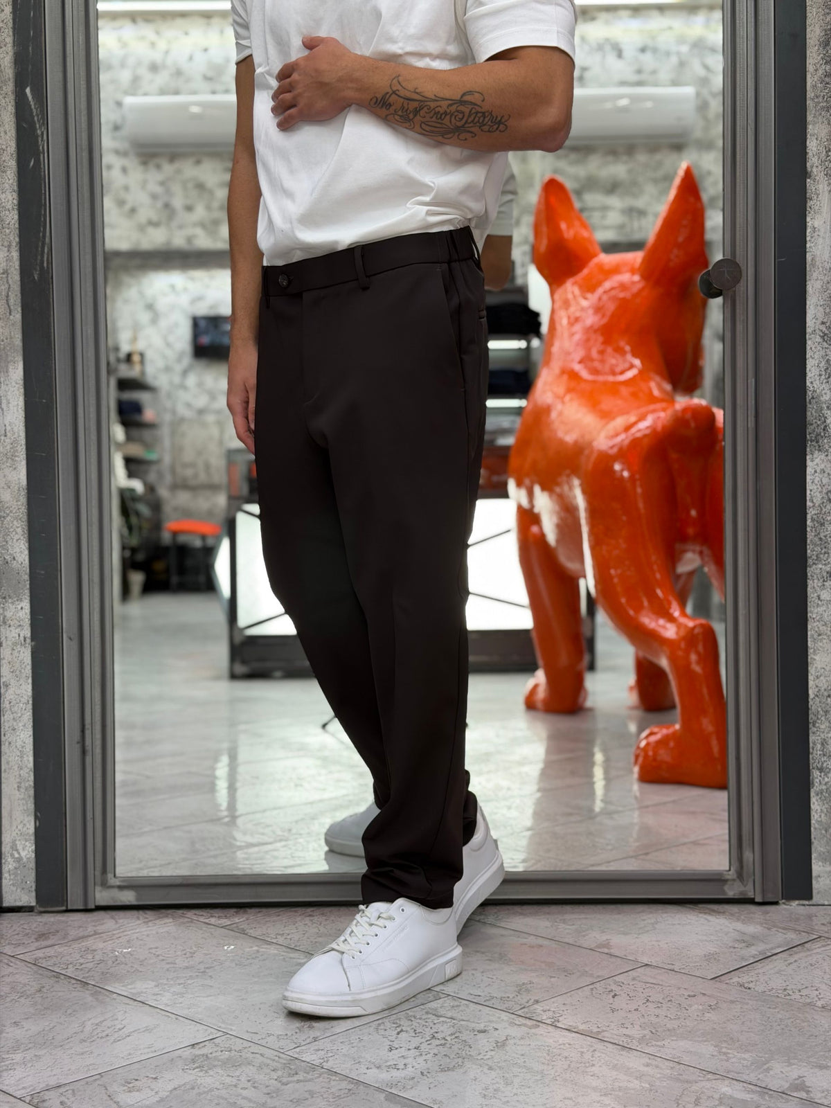 PANTALONE DA COMPLETO IN TESSUTO TECNICO ELASTICIZZATO CON ELASTICI SUI FIANCHI - REGULAR FIT PSI1586SS.MOR