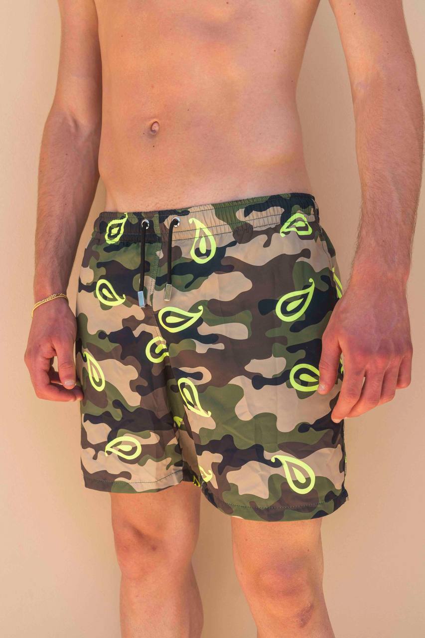 COSTUME MODELLO BOXER FANTASIA MILITARE + PAISLEY FLUO - REGULAR FIT