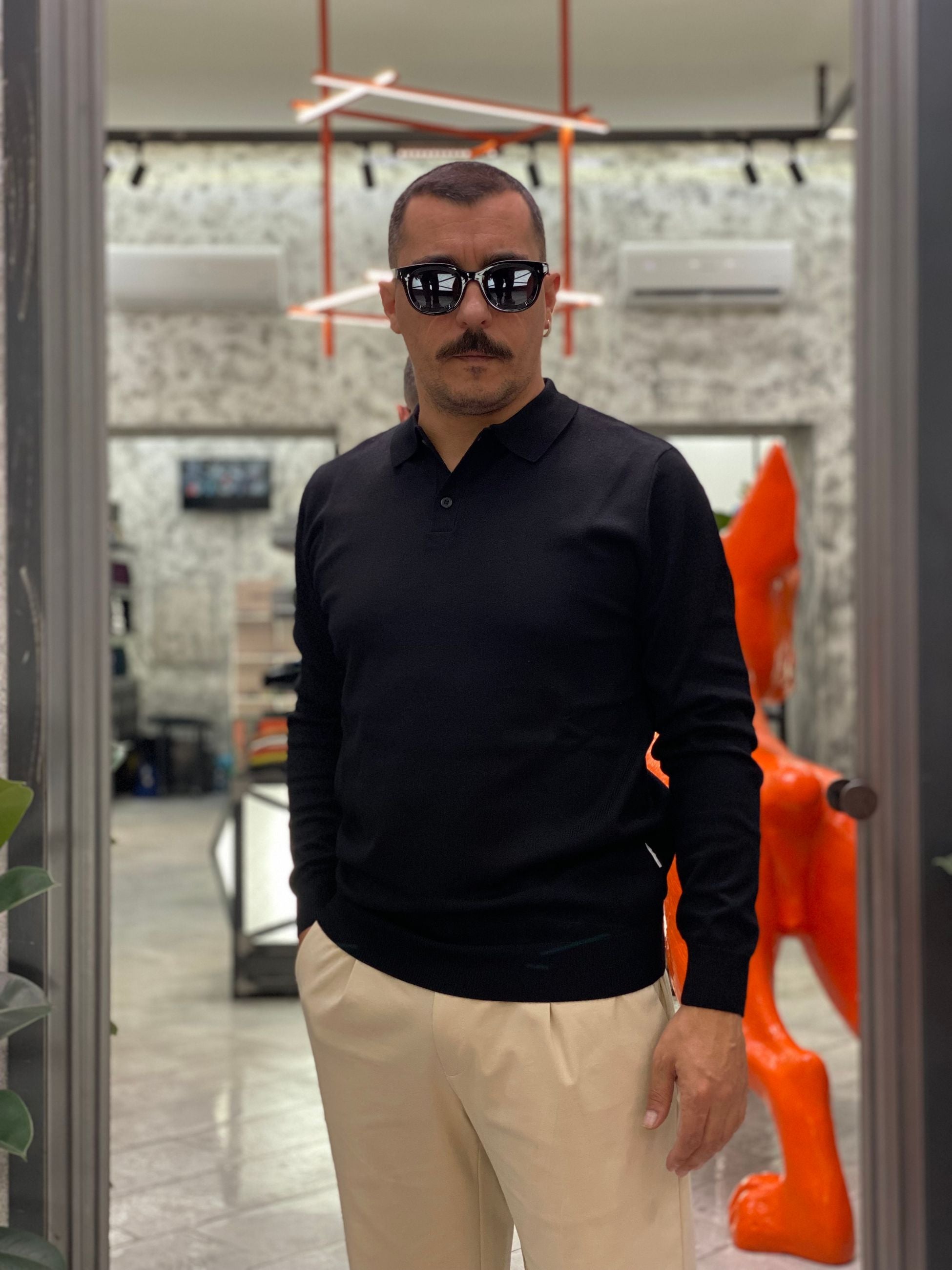 POLO MANICA LUNGA 2 BOTTONI IN MORBIDA VISCOSA - REGULAR FIT MI3057SS.NER