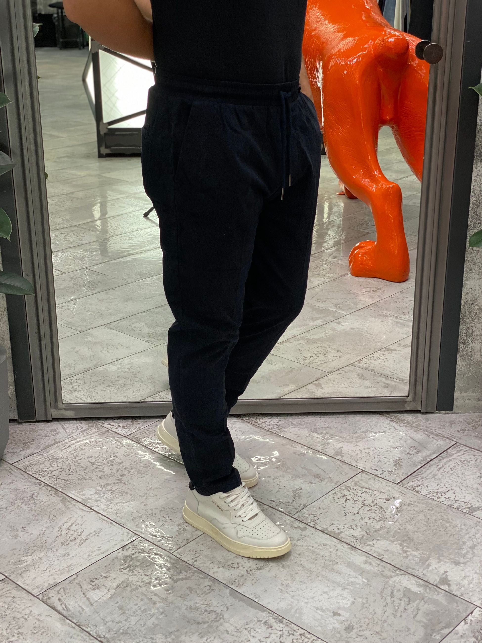 PANTALACCIO LEONARD IN CALDO COTONE ELASTICIZZATO CON COULISSE IN VITA - REGULAR FIT GL5109BD-F25.BLU