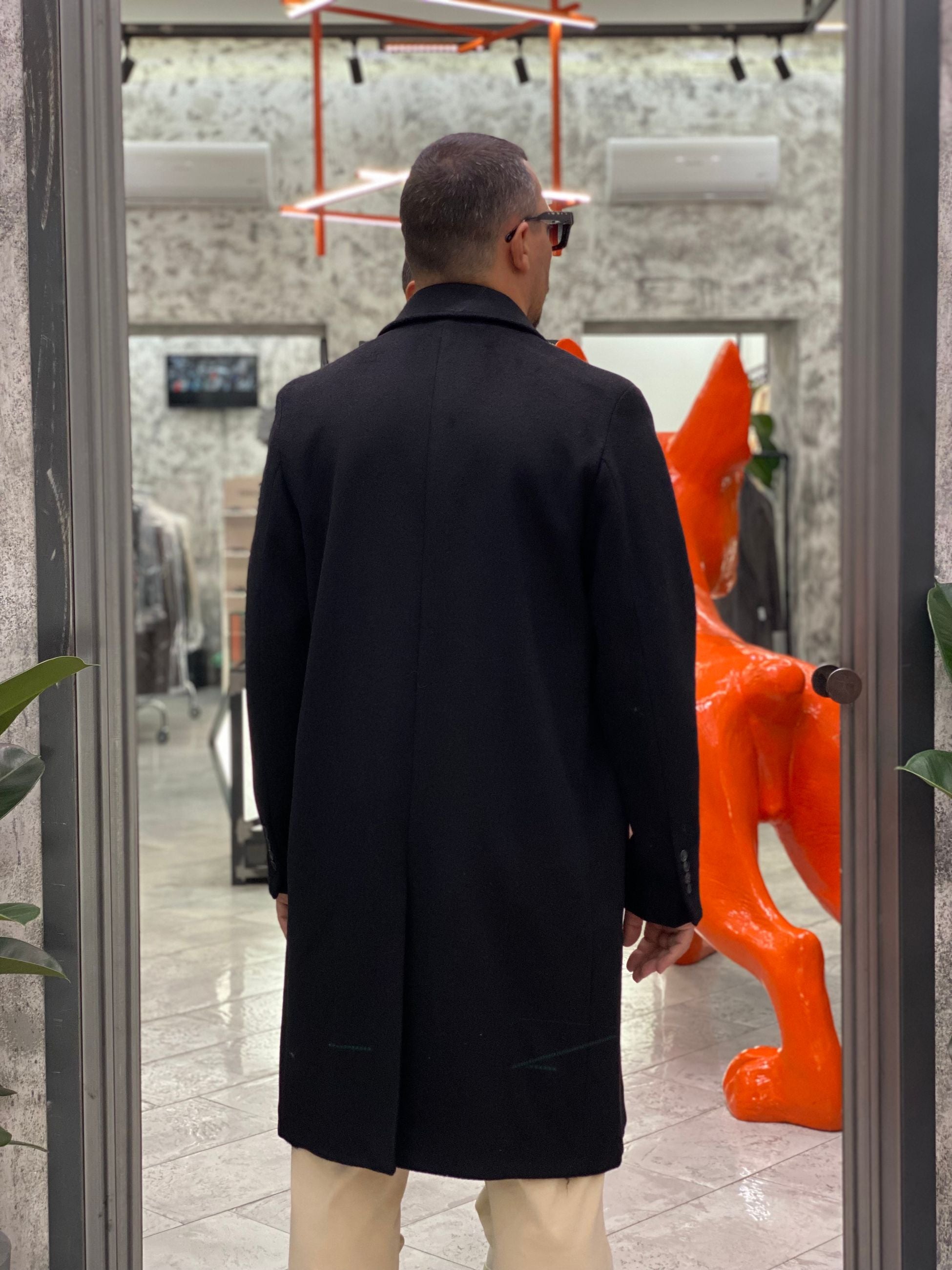 CAPPOTTO DOPPIOPETTO OVERSIZE IN MISTO LANA CON TASCHE A PATTINA - RELAXED FIT GN21798.NER
