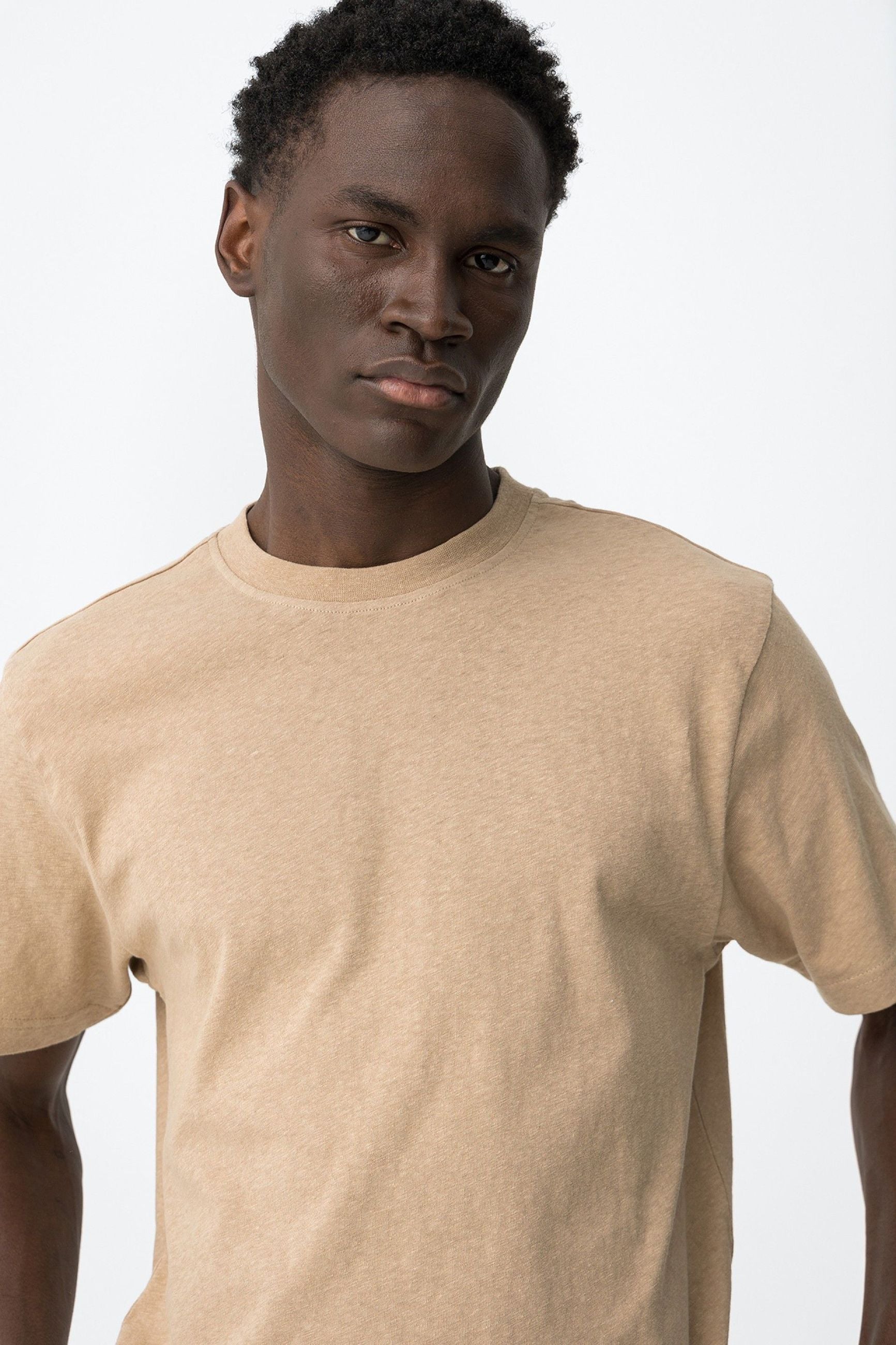 T-SHIRT FRANK IN MISTO LINO/COTONE - REGULAR FIT 10065748.BEI