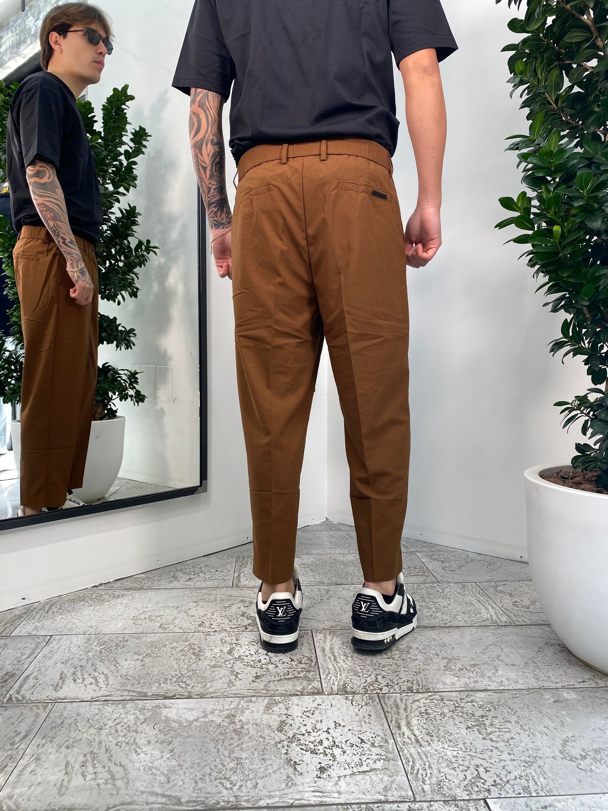 PANTALONE WIDE LEG CON TASCA AMERICA E PINCE LUNGA - COULISSE IN VITA - RELAXED FIT GLW019G-S25.TAB