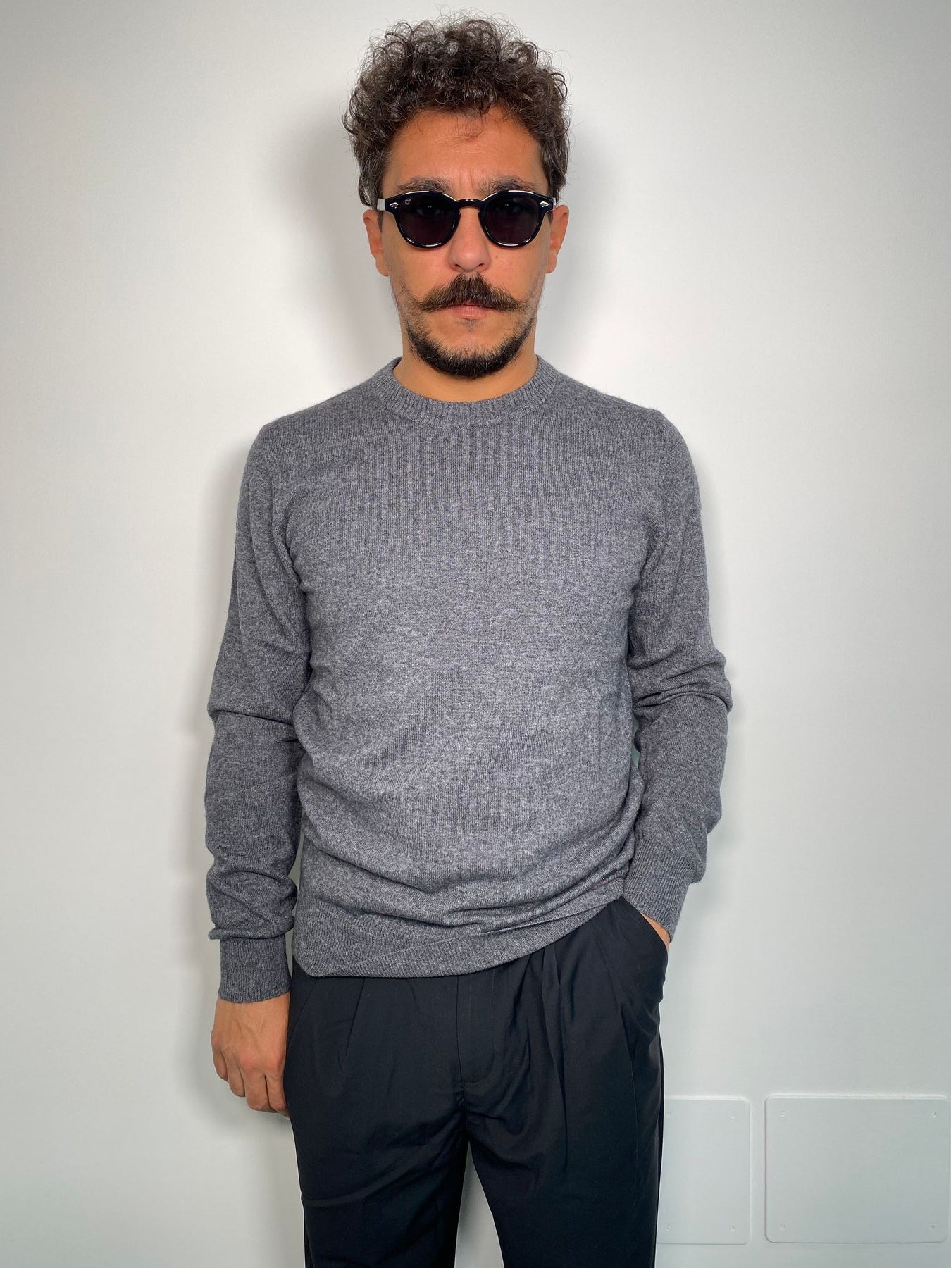 MAGLIA GIROCOLLO BASIC IN MISTO CACHEMIRE - REGULAR FIT