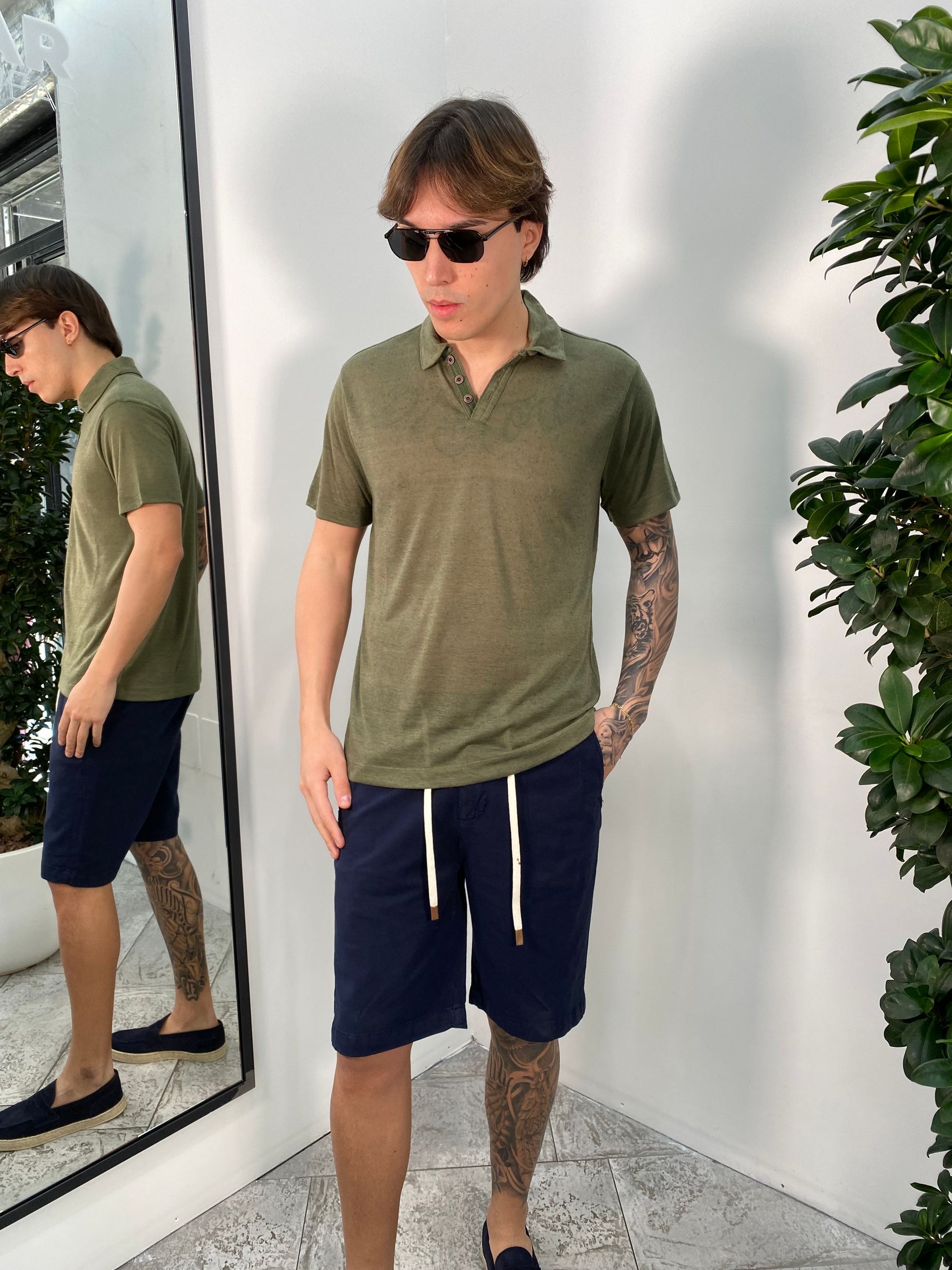 POLO IN MISTO LINO EFFETTO PUNTINATO - REGULAR FIT PE2988SS.VMIL