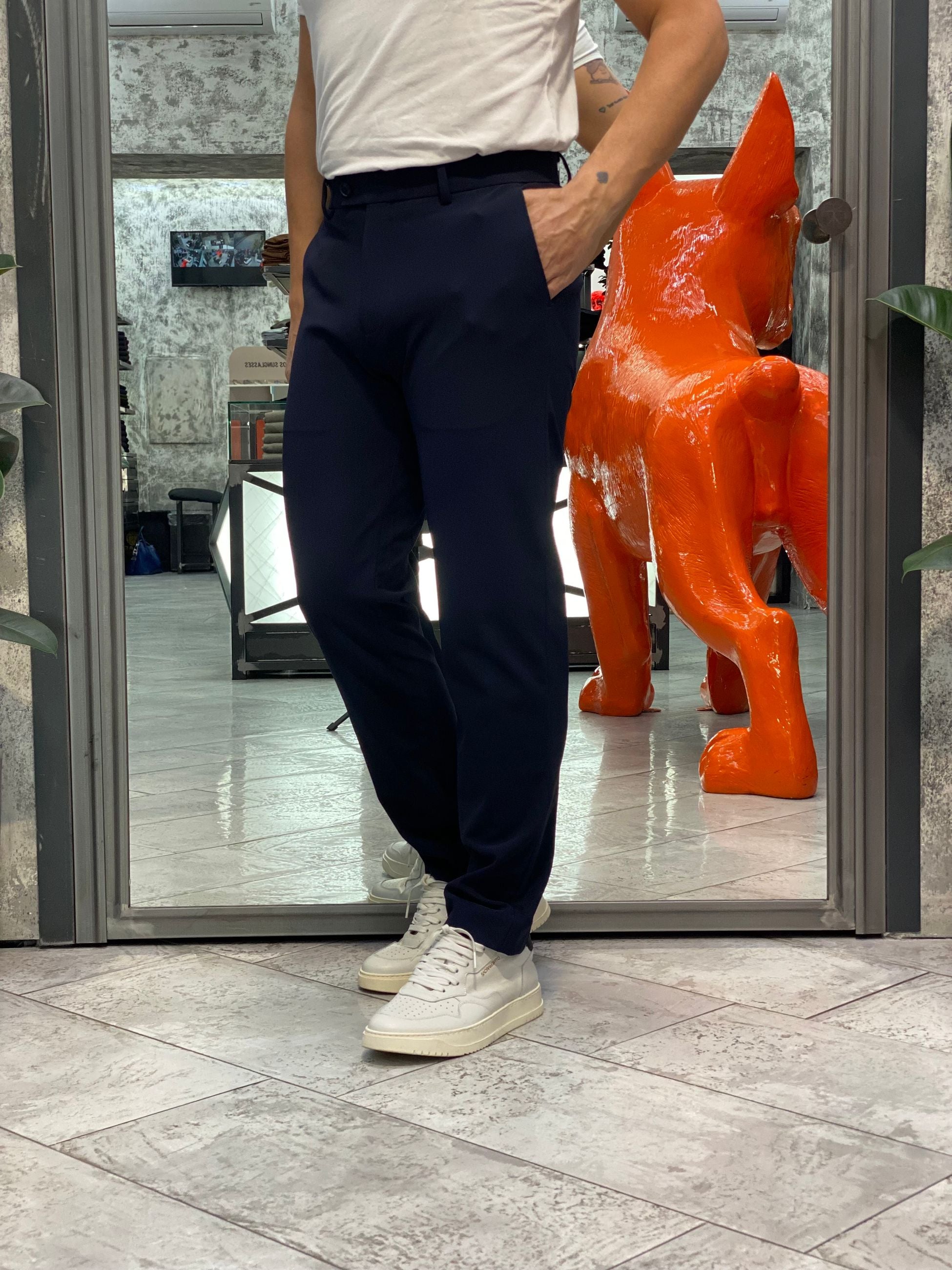 PANTALONE ELEGANTE DA COMPLETO IN TESSUTO TECNICO ELASTICIZZATO SUPER COMFORT - REGULAR FIT PSI1462SS.BLU