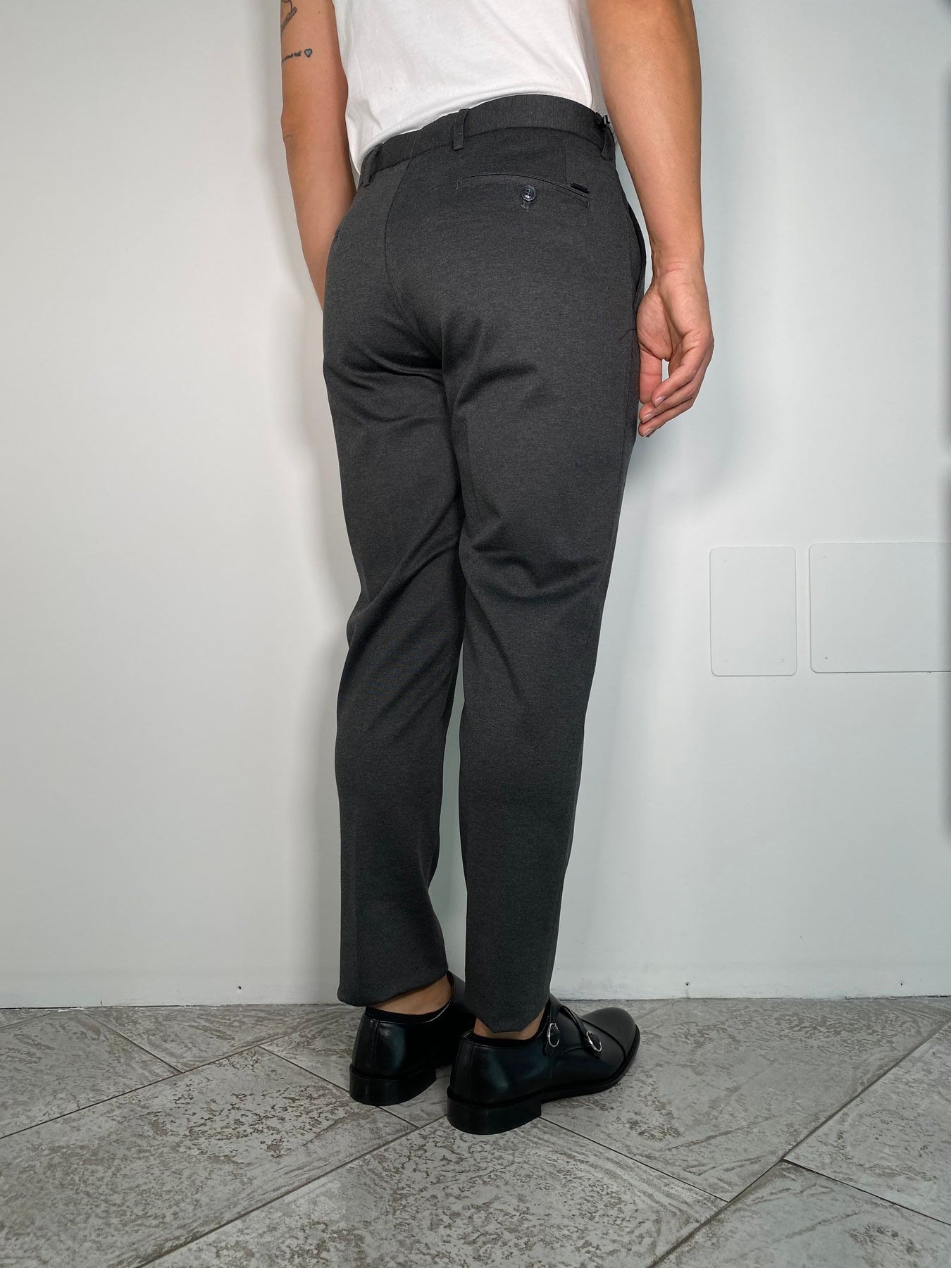 PANTALONE DA COMPLETO IN TESSUTO PUNTO MILANO ELASTICIZZATO - REGULAR FIT