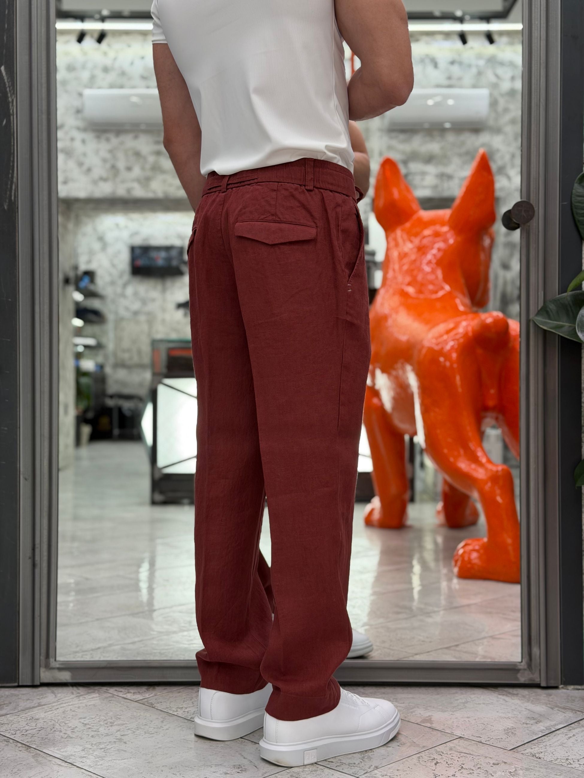 PANTALACCIO IN 100% LINO DA COMPLETO TASCA AMERICA CON PINCE - REGULAR FIT PSE1527SS.TCO