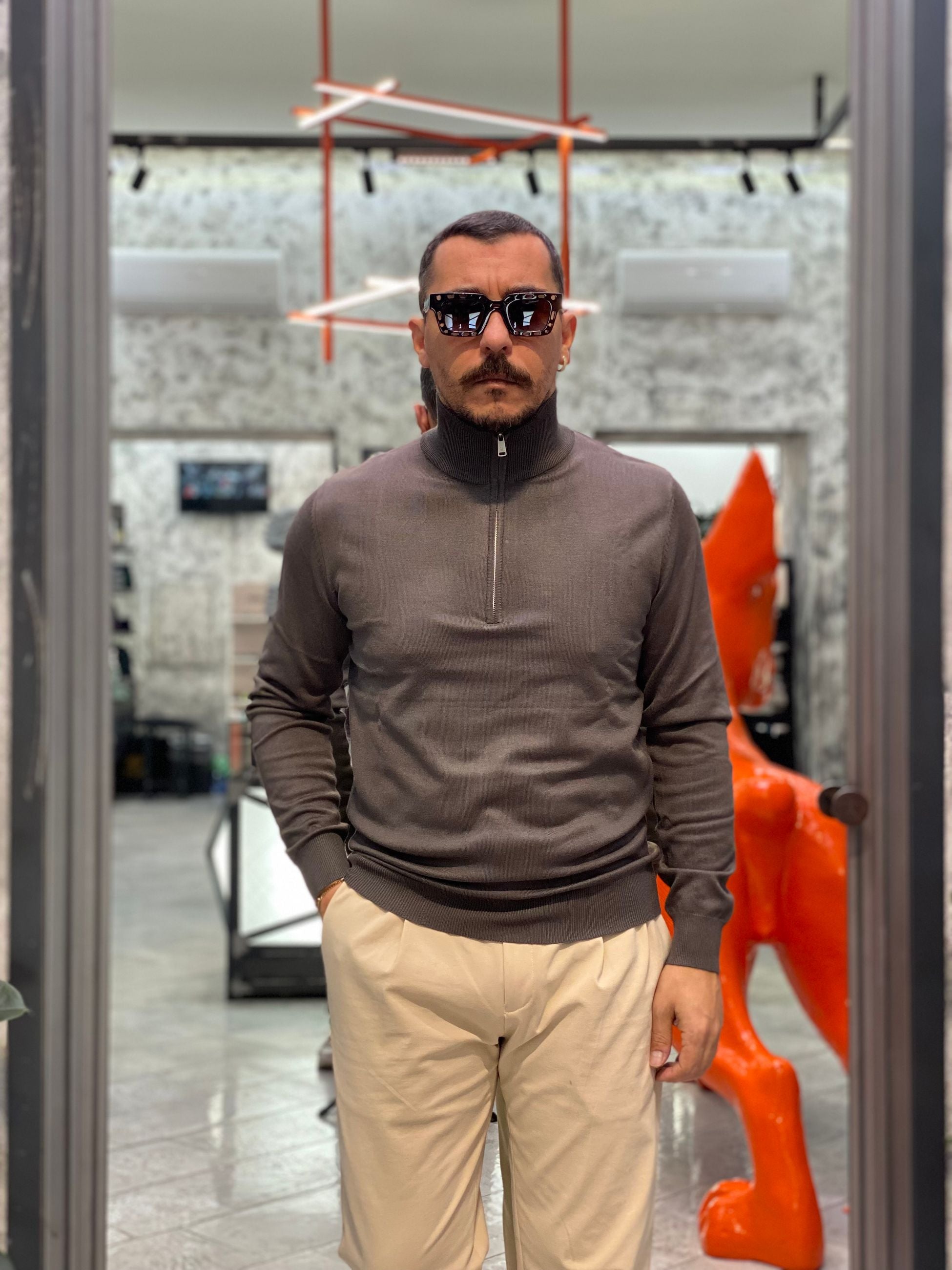 MAGLIA LUPETTO MEZZA ZIP IN MORBIDA VISCOSA - REGULAR FIT GL35136GZ-F25.VMIL