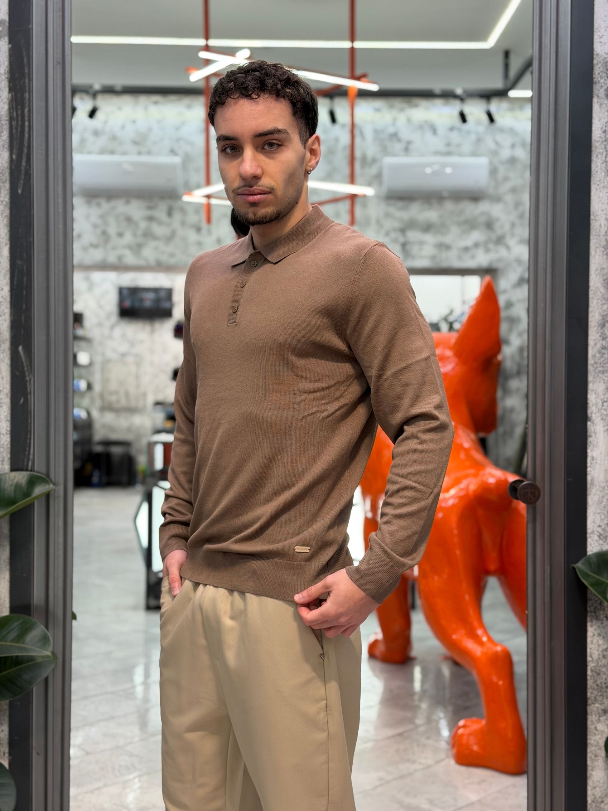 POLO IN FILO MANICA LUNGA 3 BOTTONI - REGULAR FIT GL33762-S26.TAB