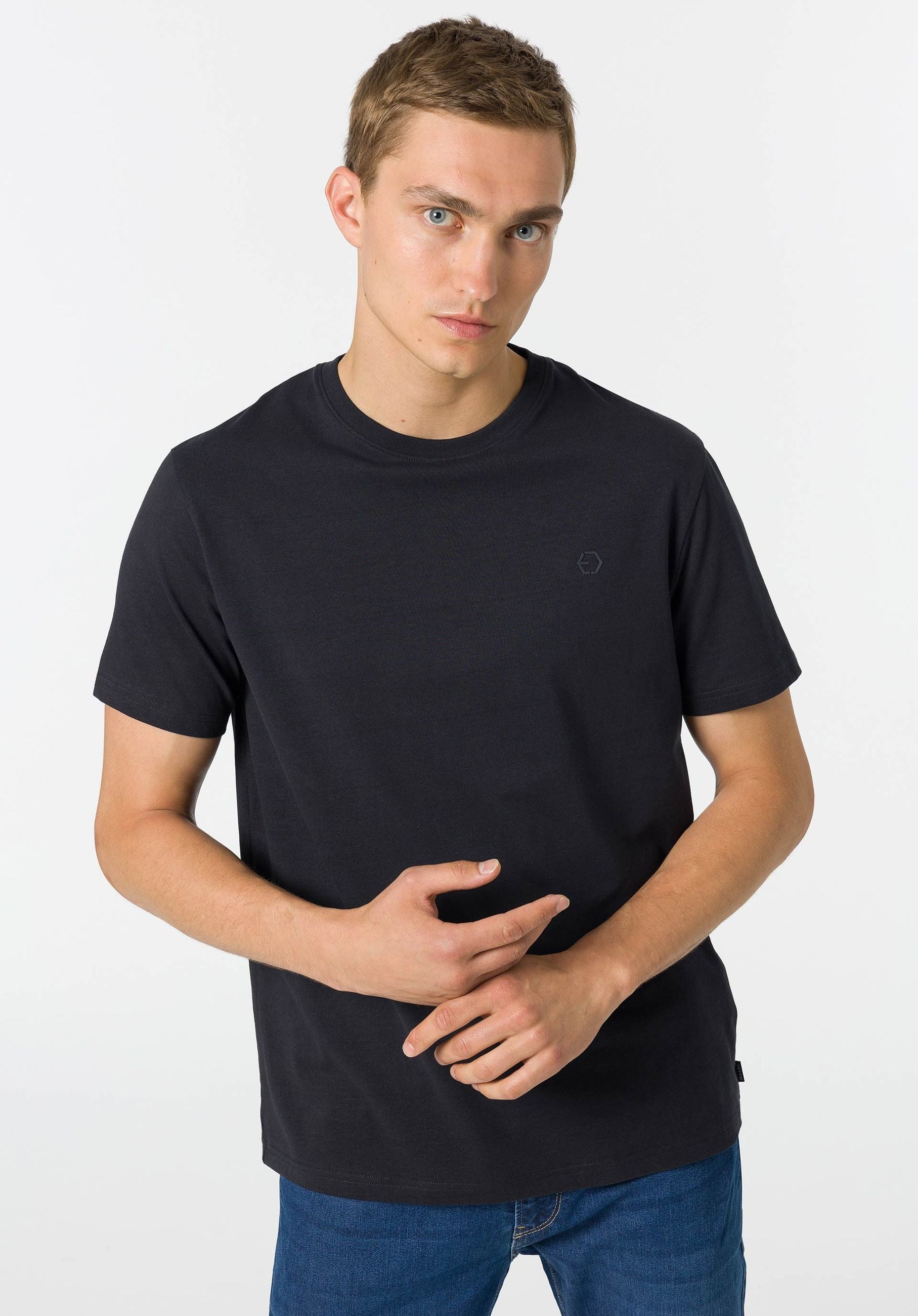 T-SHIRT BARTON BASIC IN 100% COTONE CON LOGO LATO CUORE - REGULAR FIT 10048304.BLU