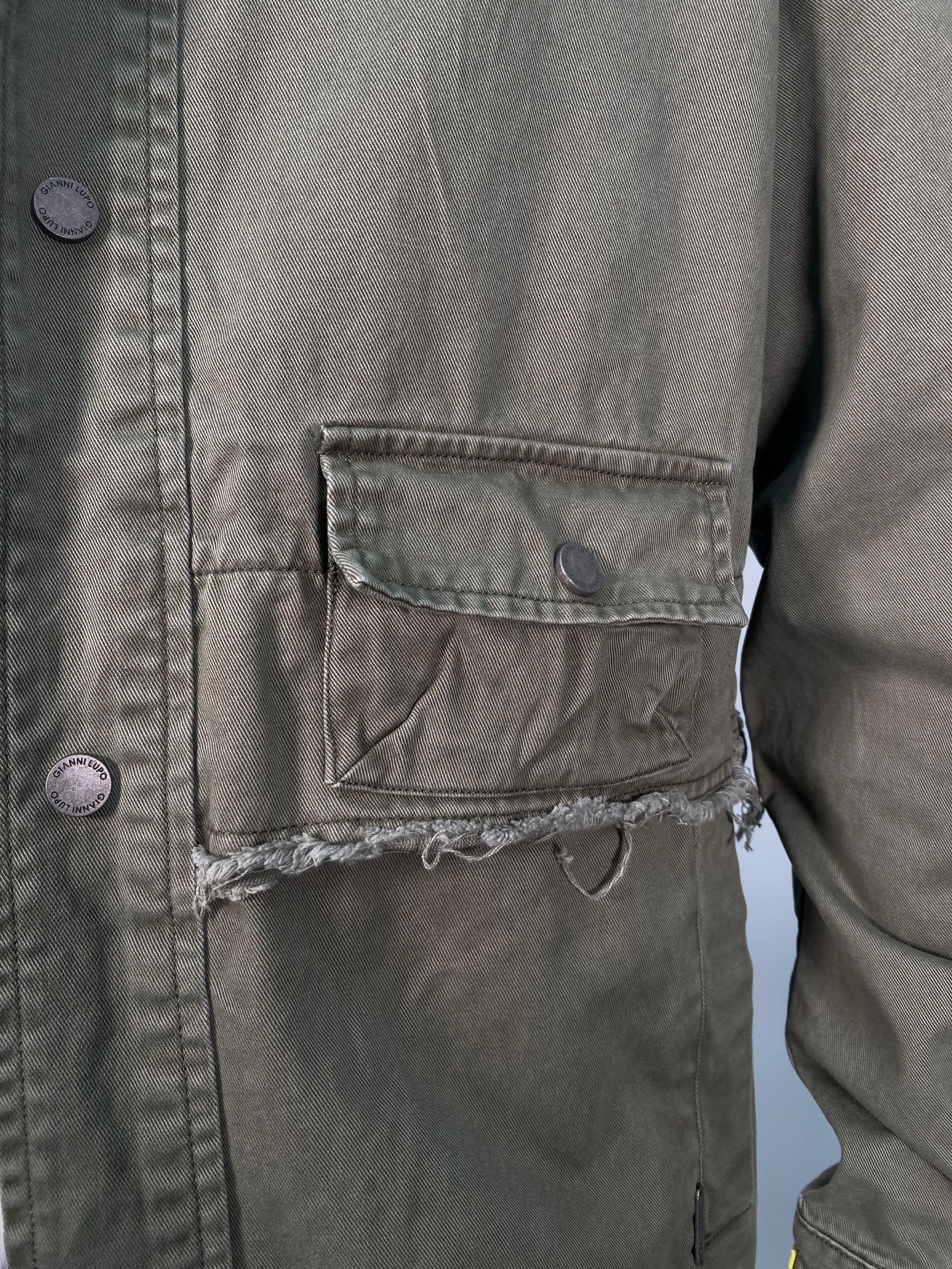 OVERSHIRT MILITARE CON BOTTONI AUTOMATICI E ABRASIONI - OVERSIZE FIT GL338R.VMIL