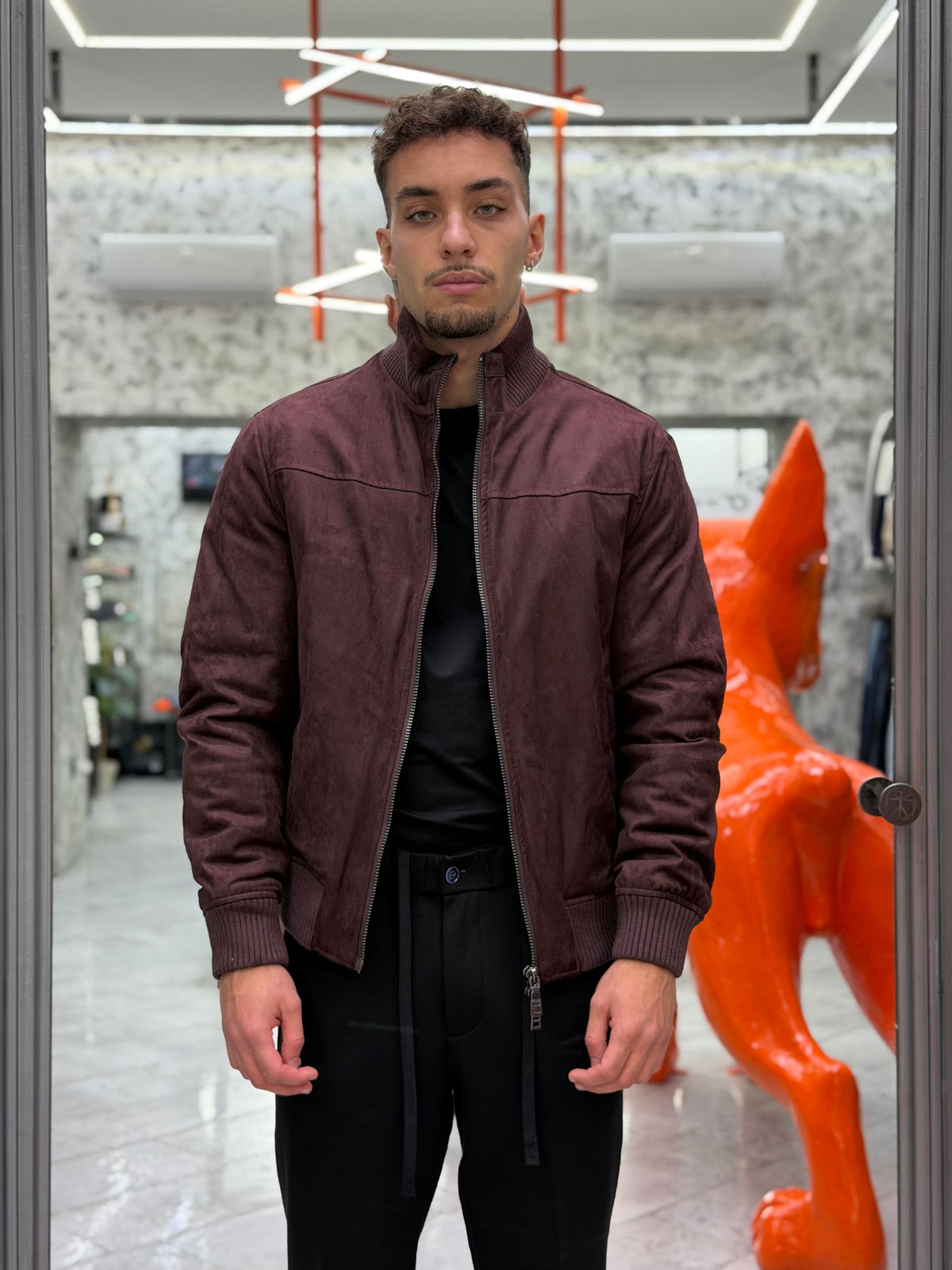 GIUBBINO IN ECORENNA CON COLLO AD IMBUTO ED ELASTICO AL FONDO - REGULAR FIT GBI1193SS.BOR