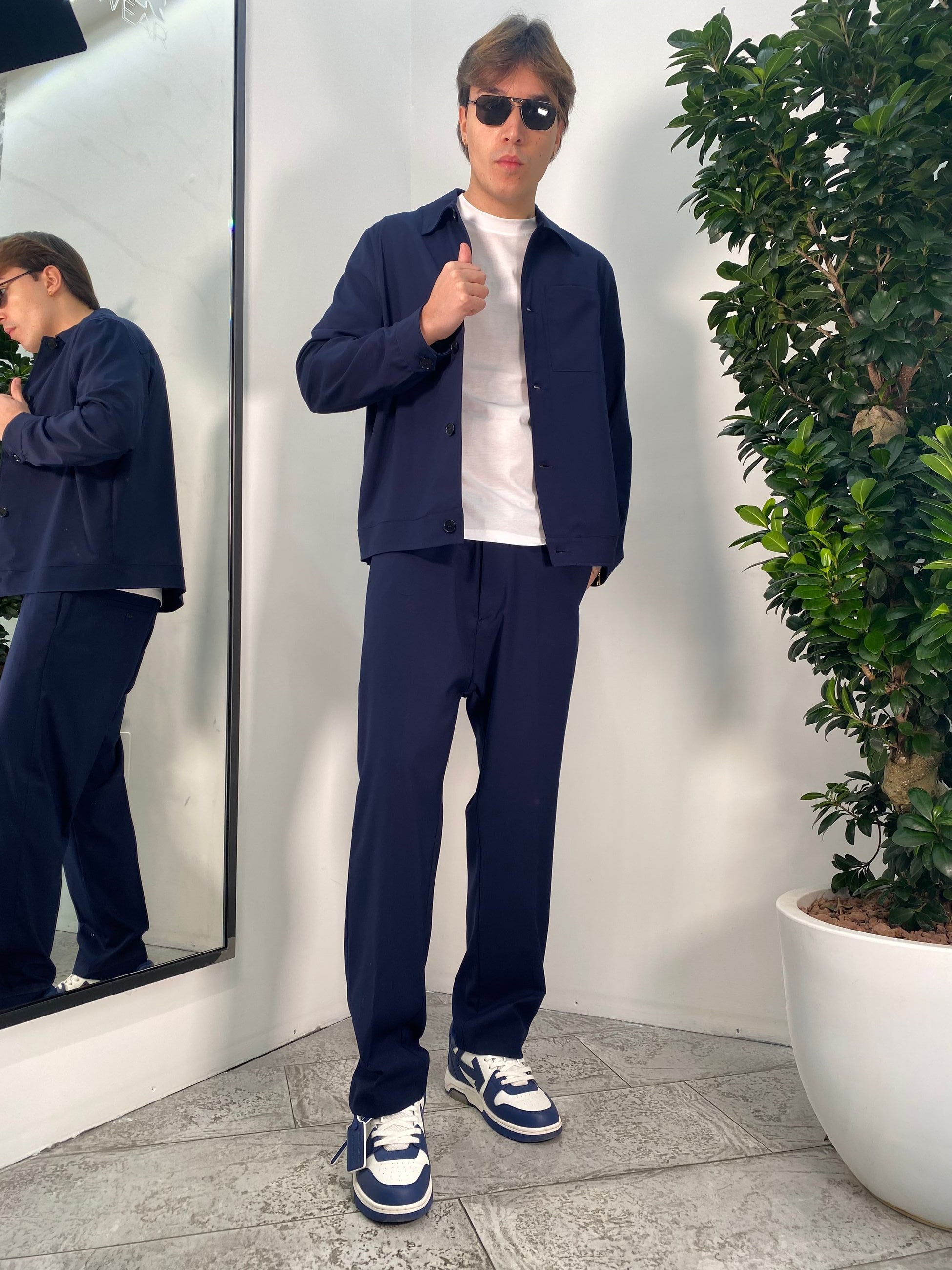 PANTALONE DA COORDINATO GAMBA DRITTA IN POLIVISCOSA CON ELASTICO IN VITA - RELAXED FIT PA3268.BLU