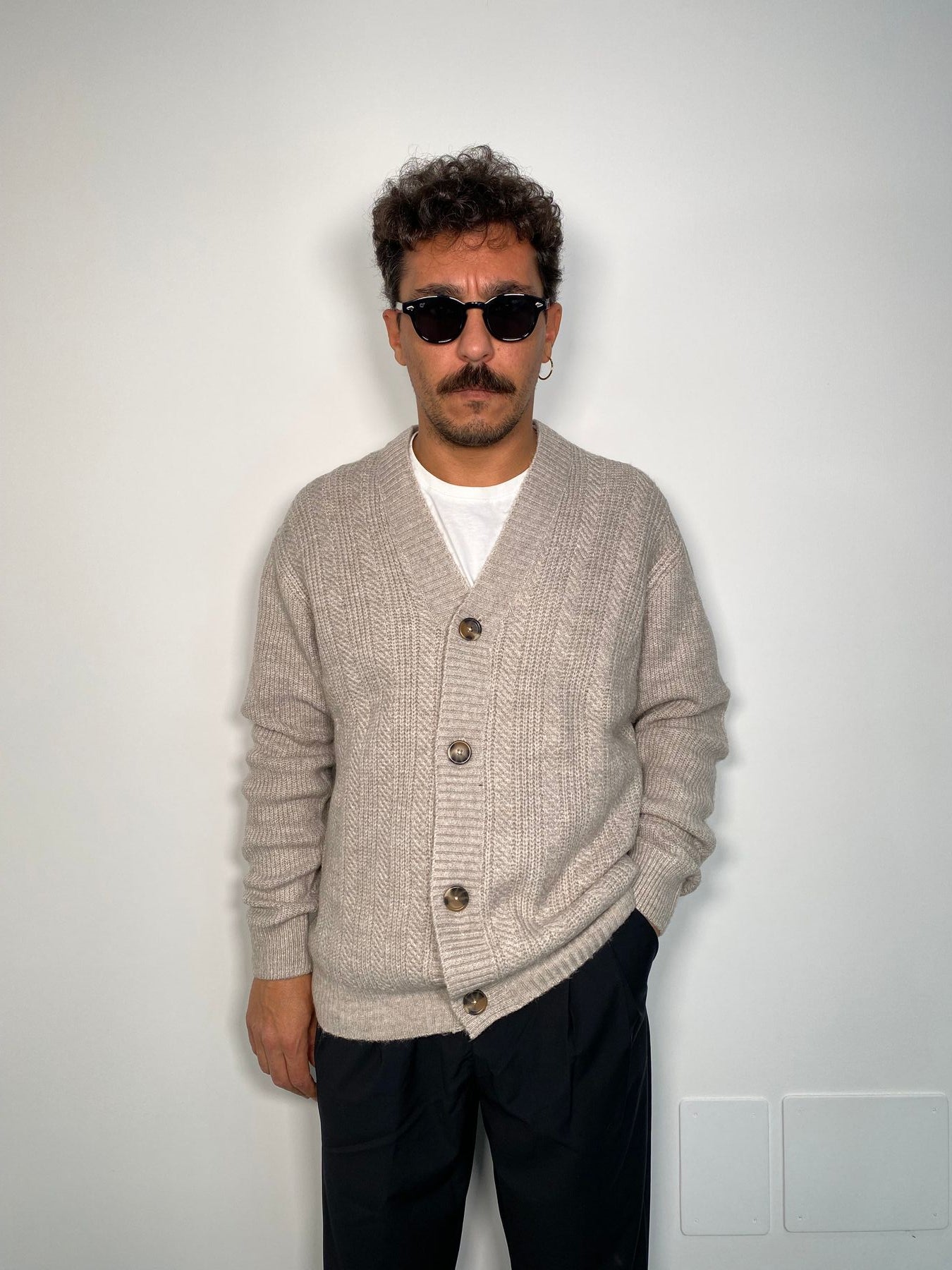 CARDIGAN IN MICRO TRAMA - REGULAR FIT