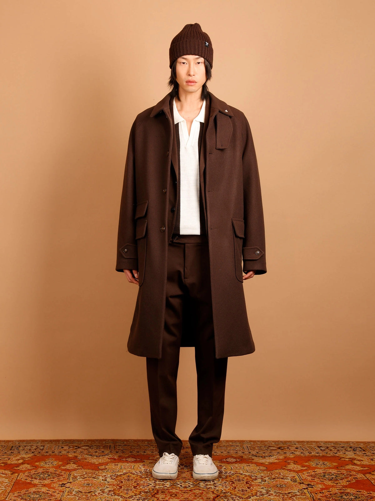 CAPPOTTO LUNGO MONOPETTO CON TASCHE A TOPPA - OVER JAPAN FIT M-262025.MOR