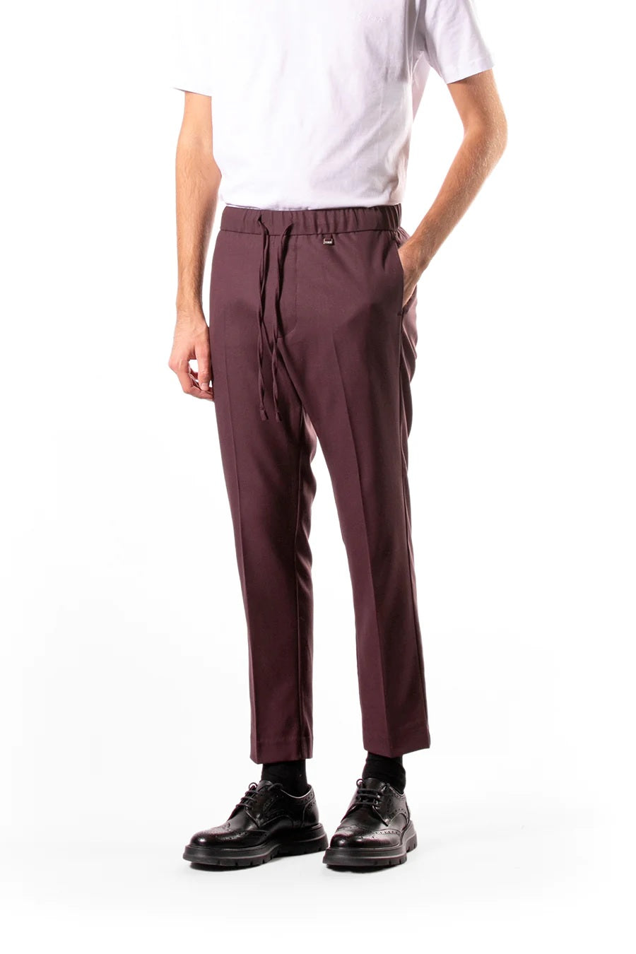 PANTALACCIO REGULAR FIT IN TWILL DI VISCOSA CON TASCHE A FILETTO
