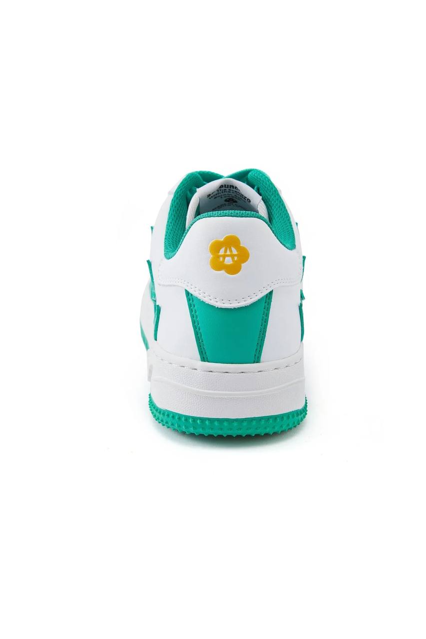 SNEAKERS BASSE IN PELLE CON EFFETTO FIAMME SUI LATI E PASSALACCIO GIALLO IN GOMMA - ACU FORCE