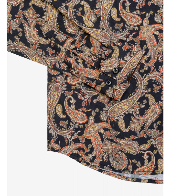 CAMICIA SLIM FIT IN COTONE ELASTICIZZATO FANTASIA CACHEMIRE