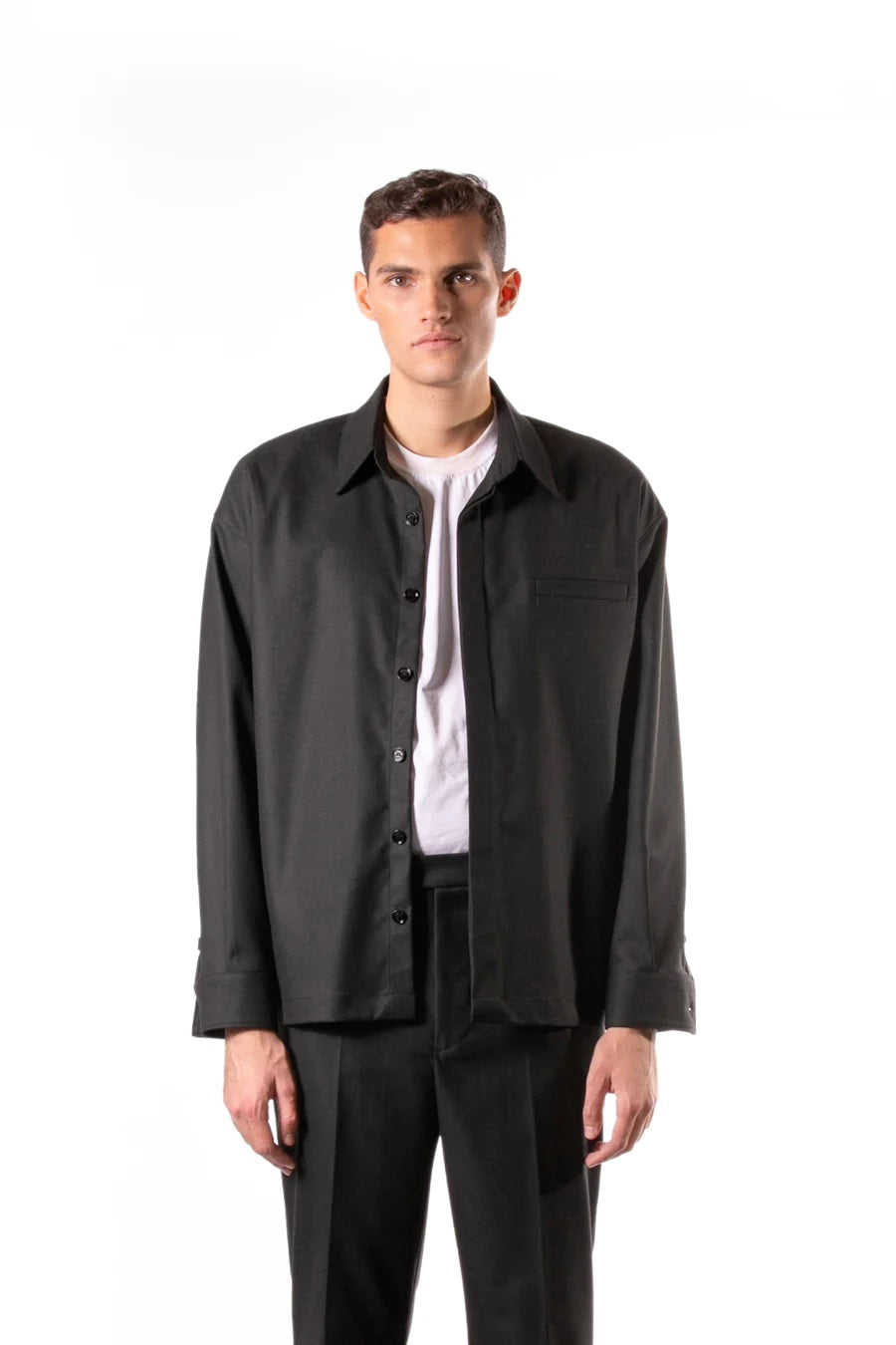 GIACCA CAMICIA IN TWILL DI VISCOSA CON TASCHINO - OVERSIZE FIT